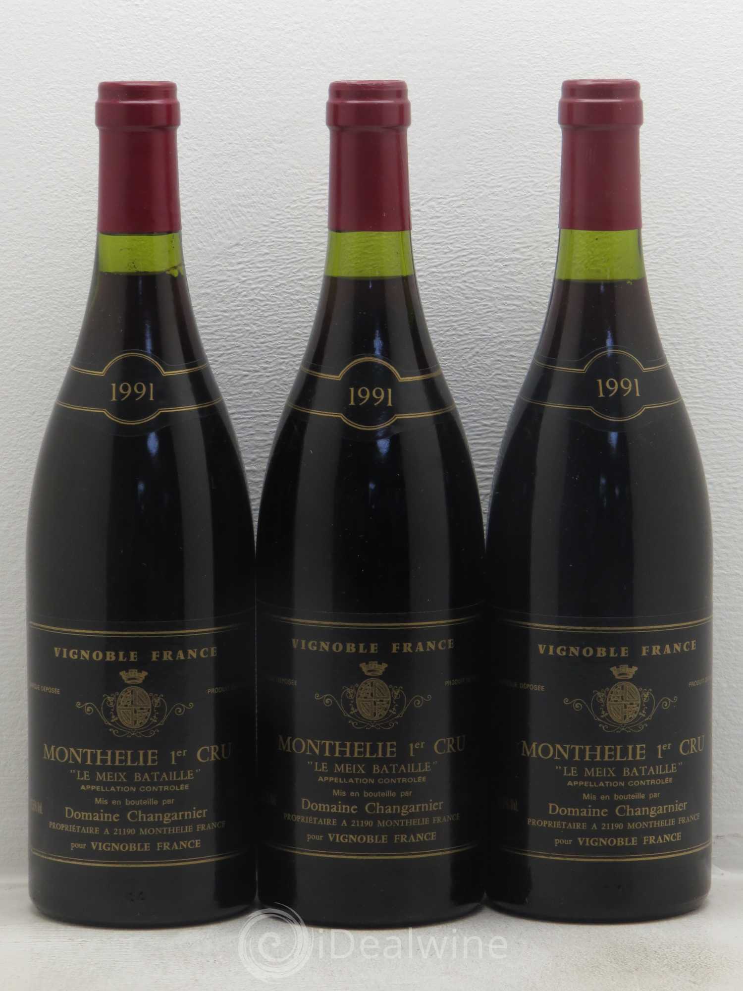 Monthélie 1er Cru Meix Bataille Changarnier 1991 - Lot de 3 bouteilles - 0