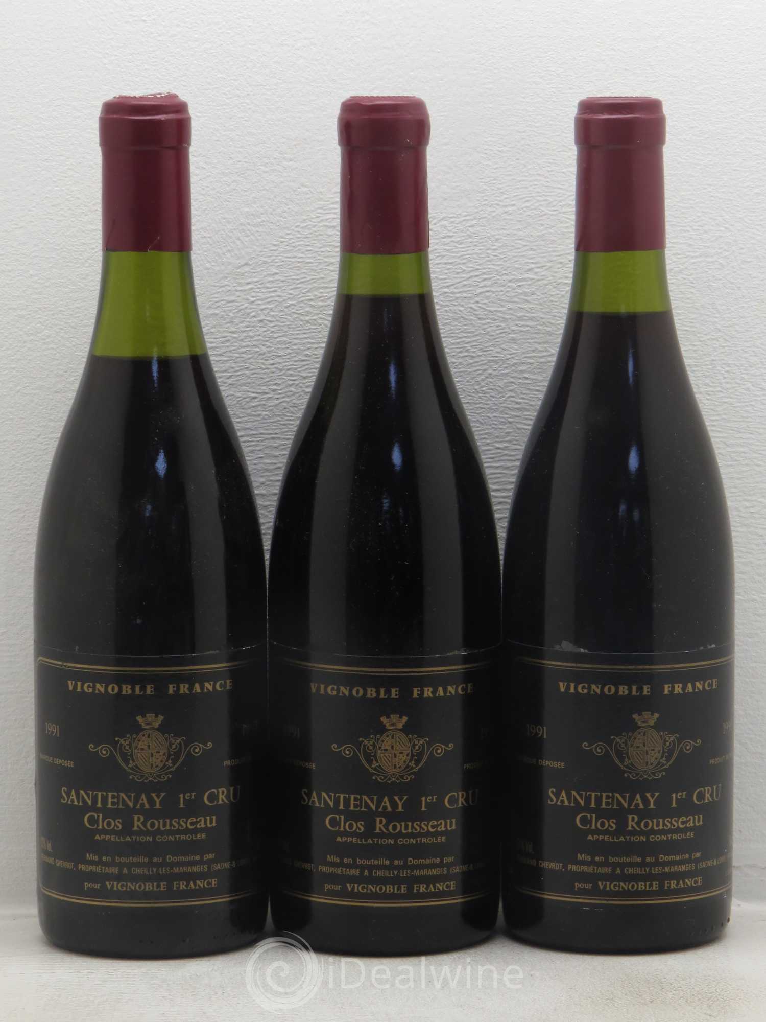 Santenay 1er Cru Clos Rousseau Chevrot 1991 - Lot de 3 bouteilles - 0