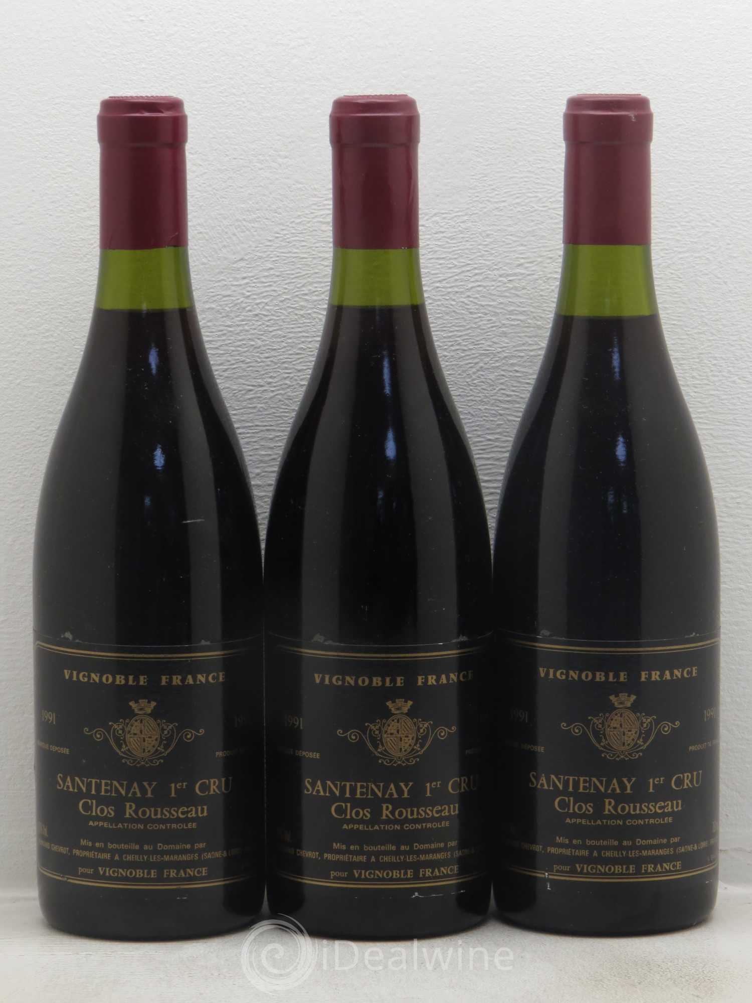 Santenay 1er Cru Clos Rousseau Chevrot 1991 - Lot de 3 bouteilles - 0