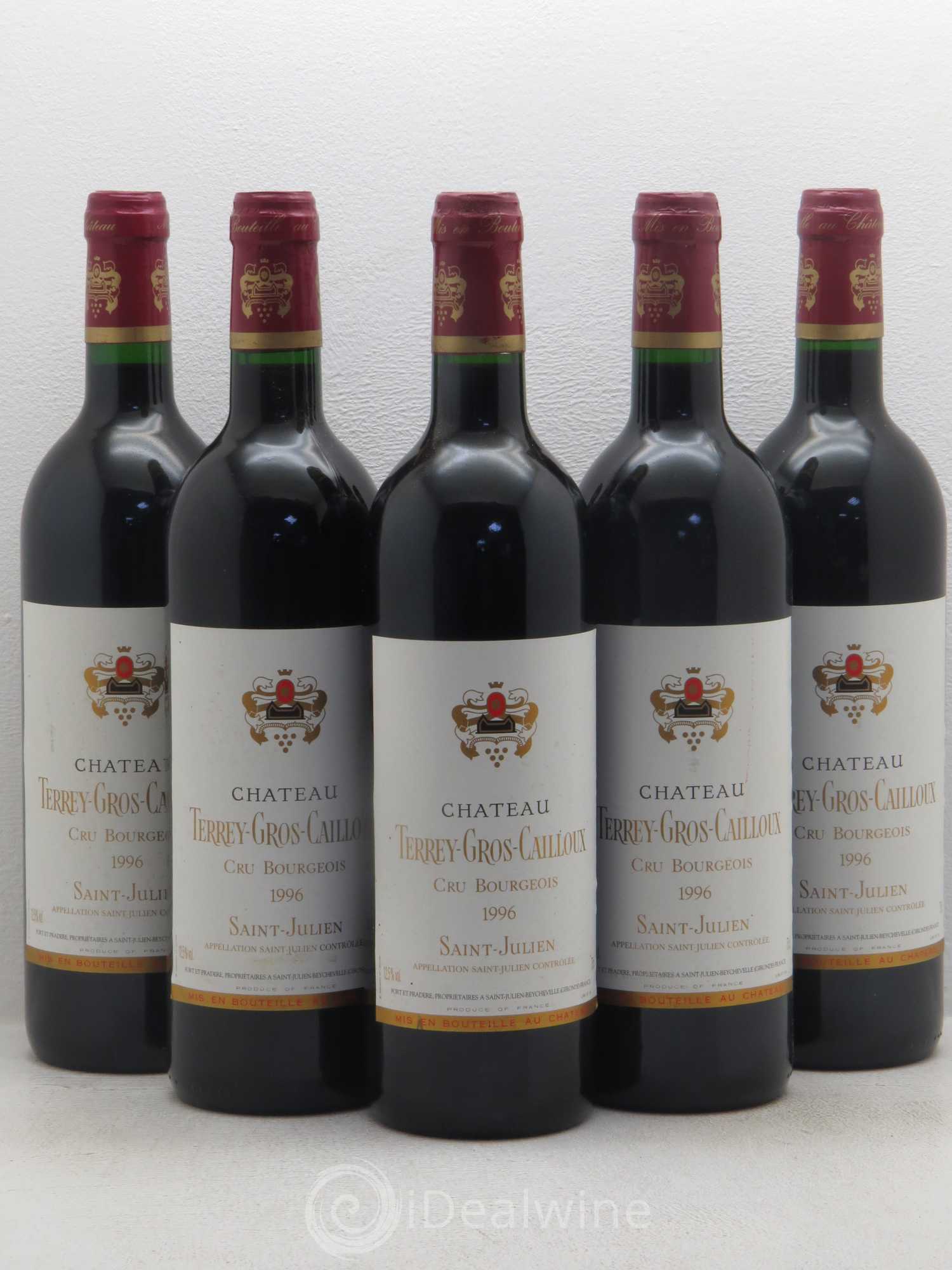 Château Terrey Gros Cailloux Cru Bourgeois 1996 - Lot de 5 bouteilles - 0