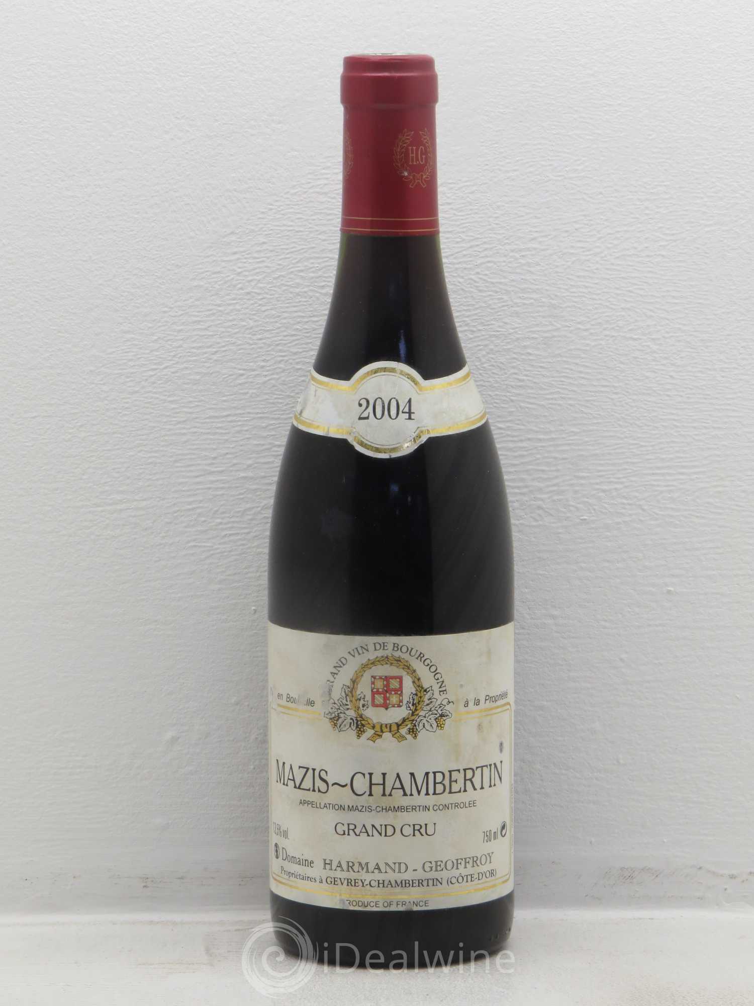 Mazis-Chambertin Grand Cru Harmand-Geoffroy (Domaine) 2004 - Lot de 1 bouteille - 0