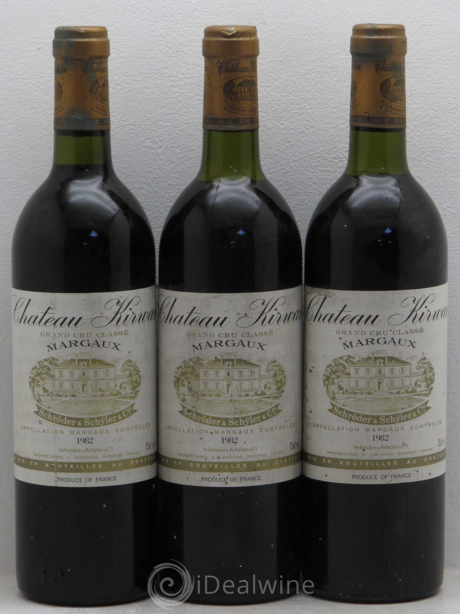 Château Kirwan 3ème Grand Cru Classé 1982 - Lot de 3 bouteilles - 0