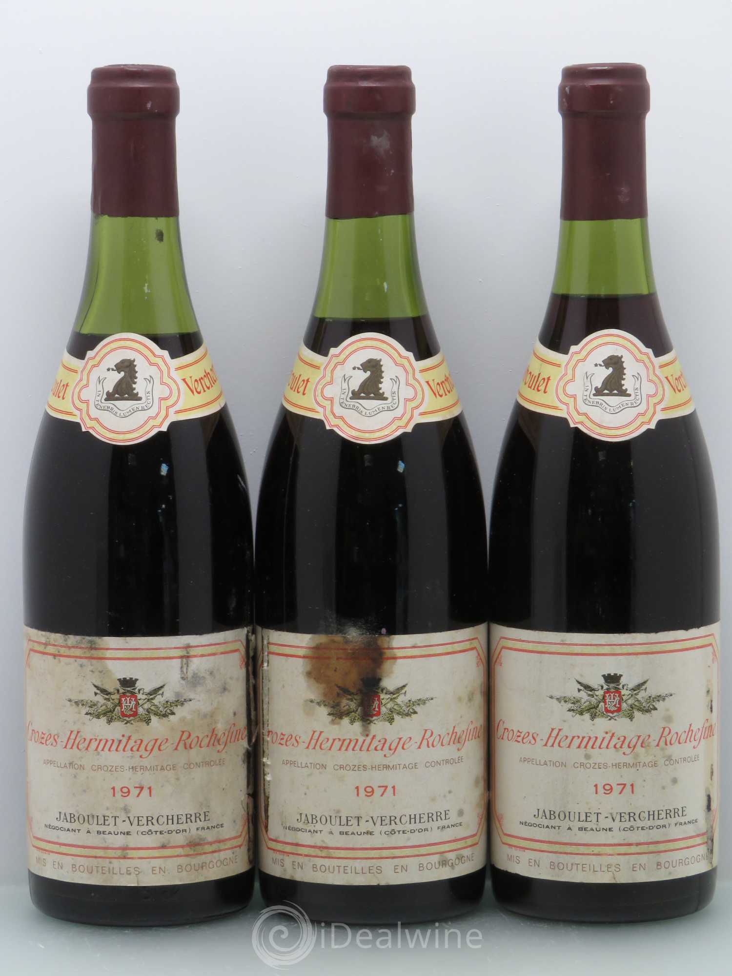 Crozes-Hermitage Rochefine - Jaboulet Vercherre 1971 - Lot de 3 bouteilles - 0