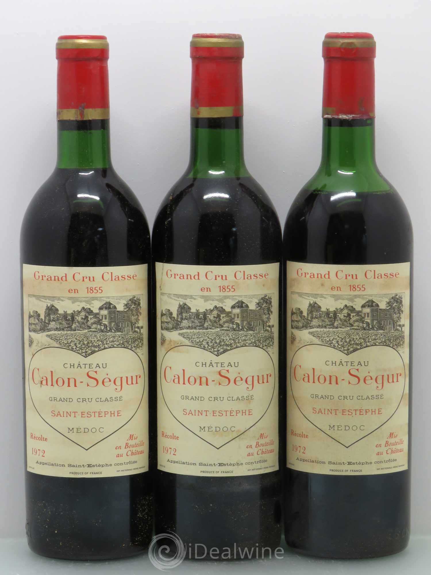 Château Calon Ségur 3ème Grand Cru Classé 1972 - Lot de 3 bouteilles - 0