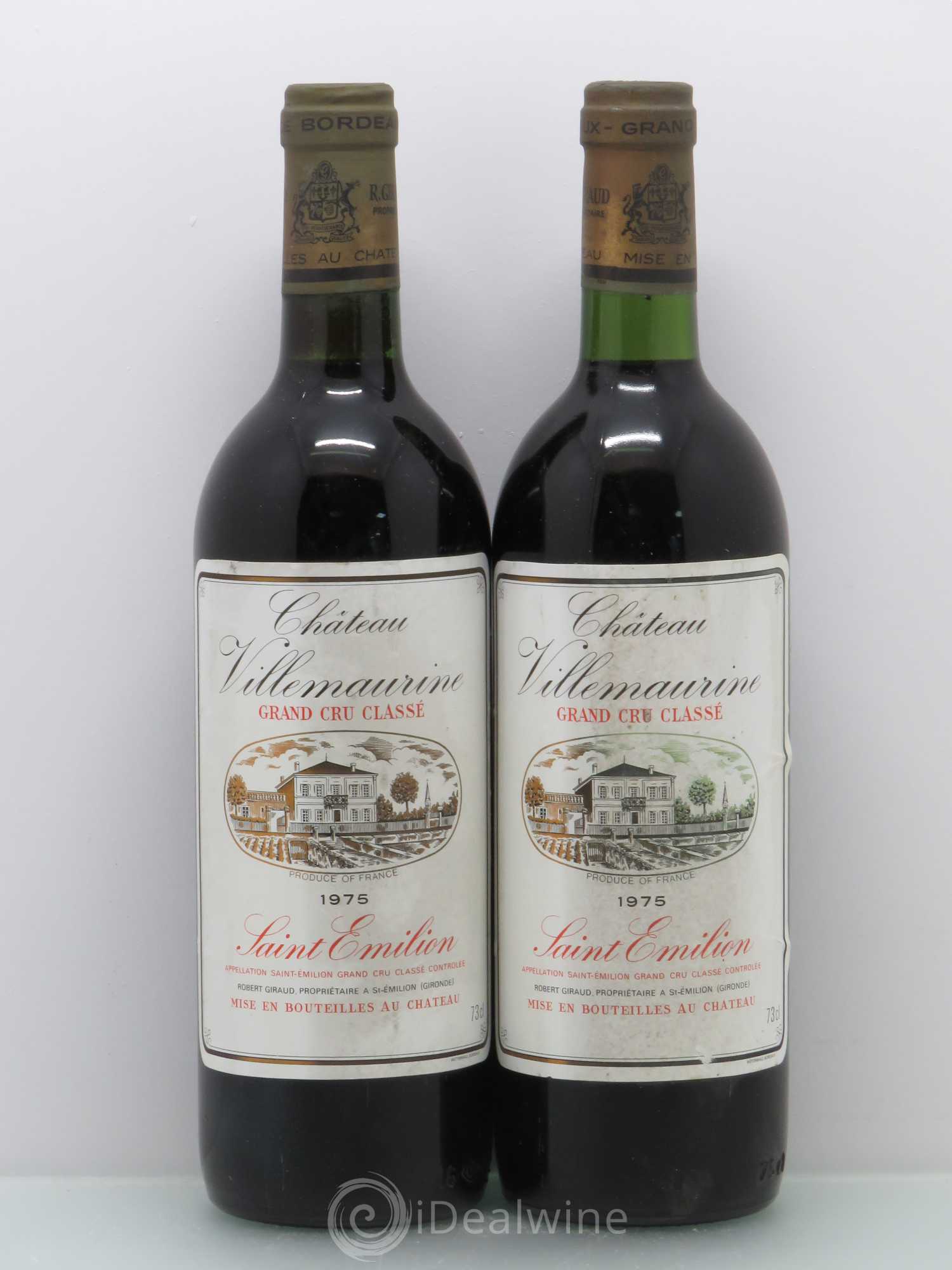 Château Villemaurine Grand Cru Classé 1975 - Lot de 2 bouteilles - 0