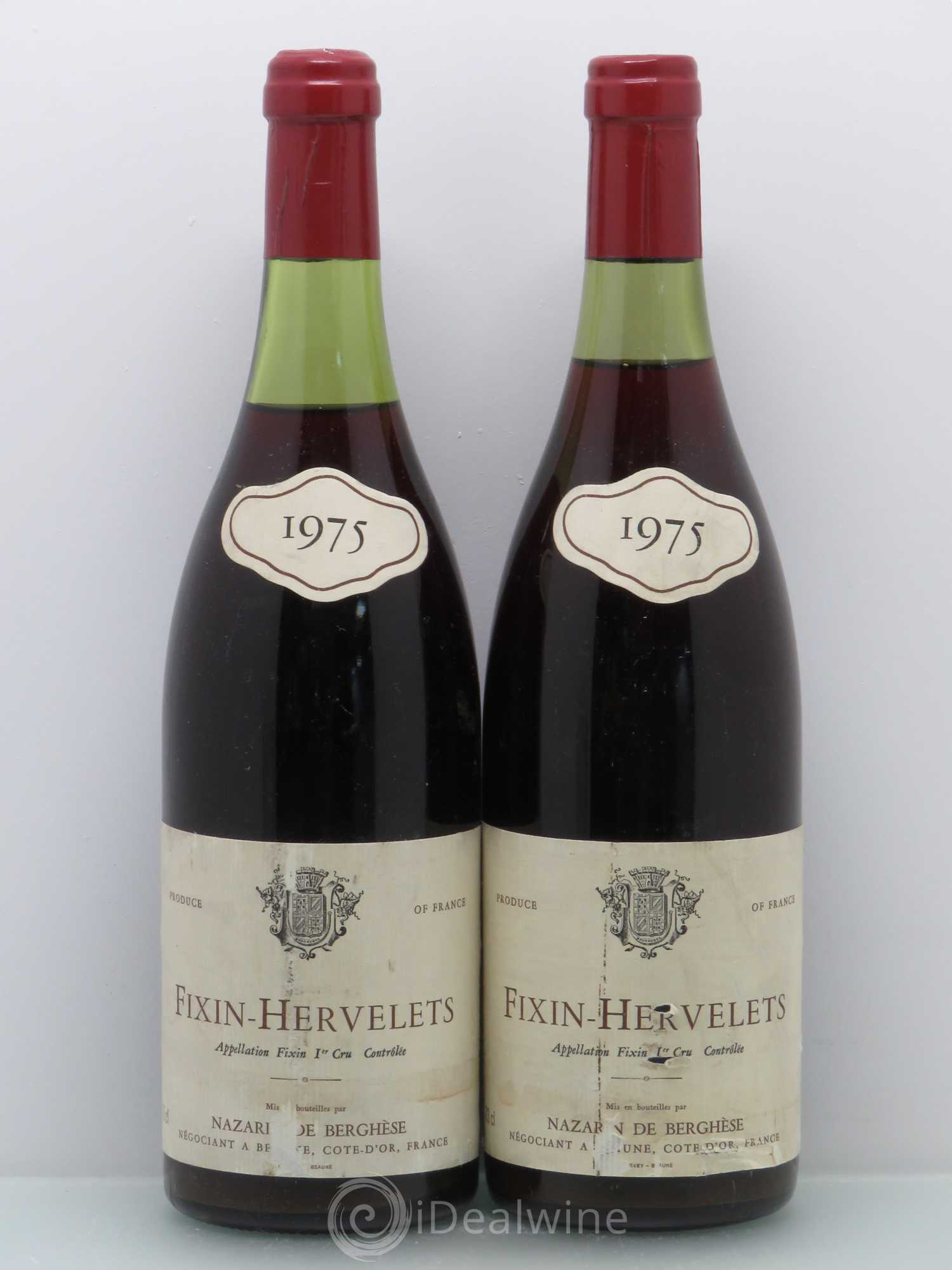 Fixin 1er Cru Hervelets - Nazarin de Berghese 1975 - Posten von 2 Flaschen - 0