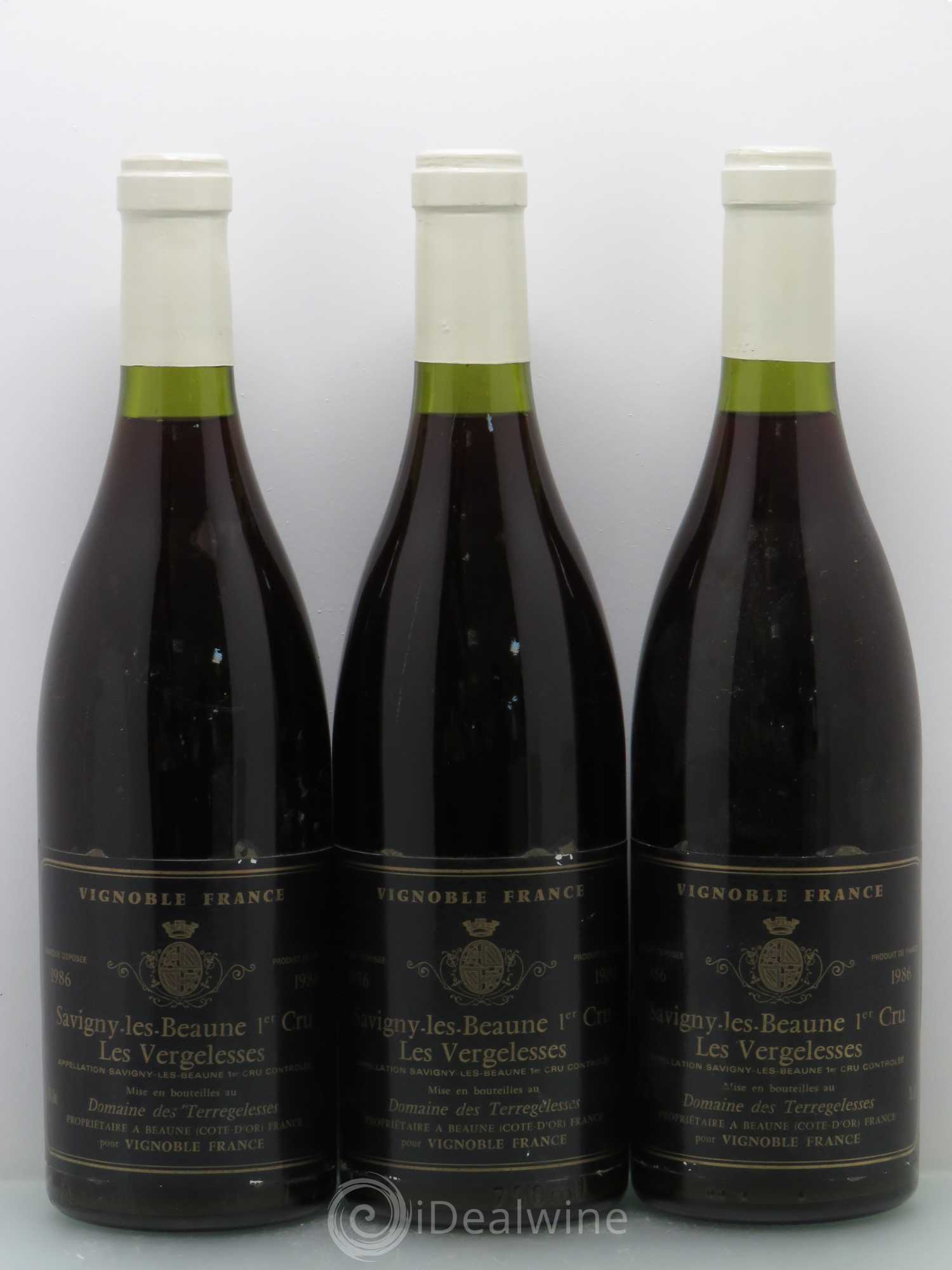 Savigny-lès-Beaune 1er Cru Les Vergelesses - Terrregelesses 1986 - Lot de 3 bouteilles - 0