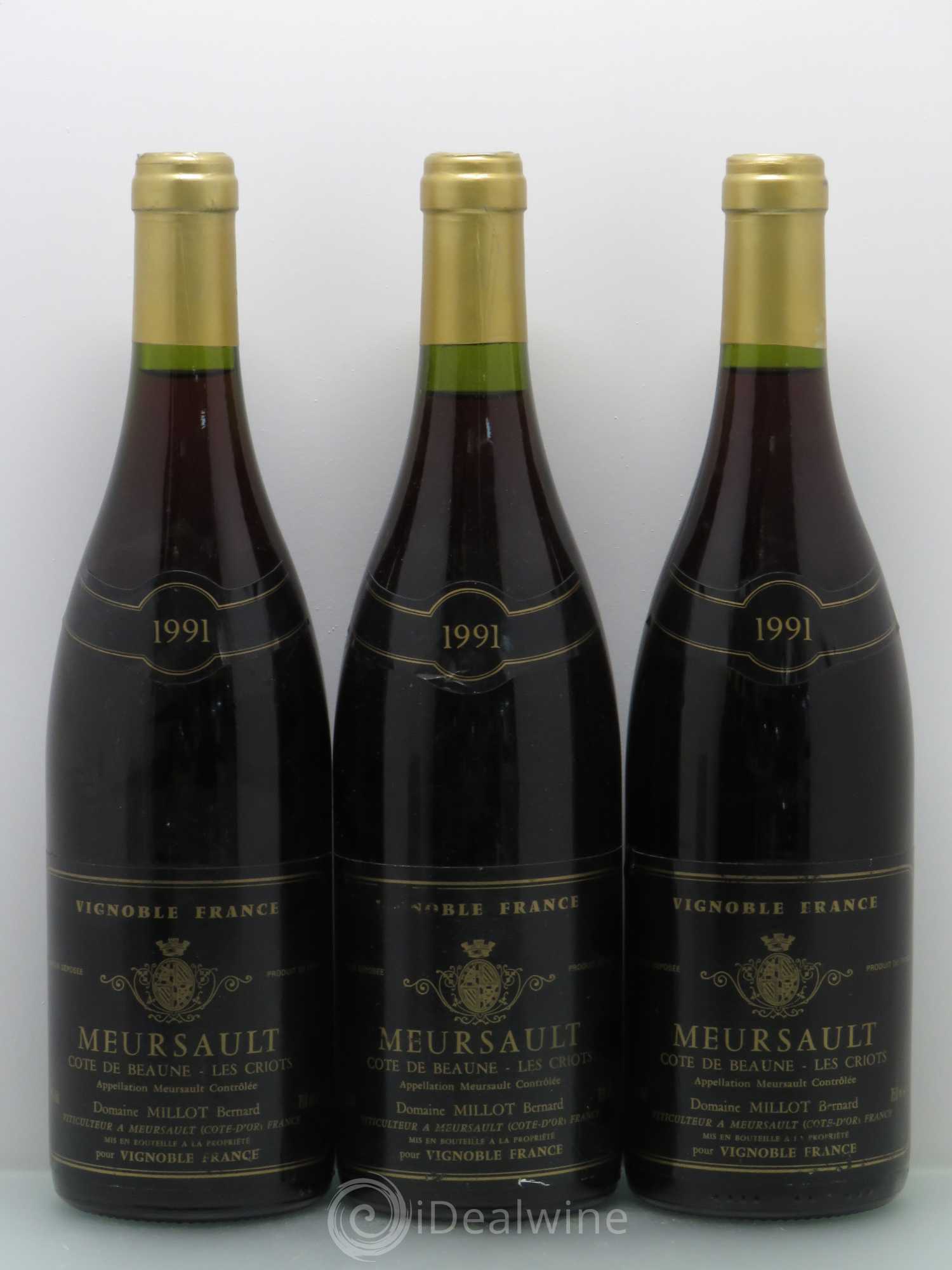 Meursault Les Criots - Ballot Millot 1991 - Posten von 3 Flaschen - 0