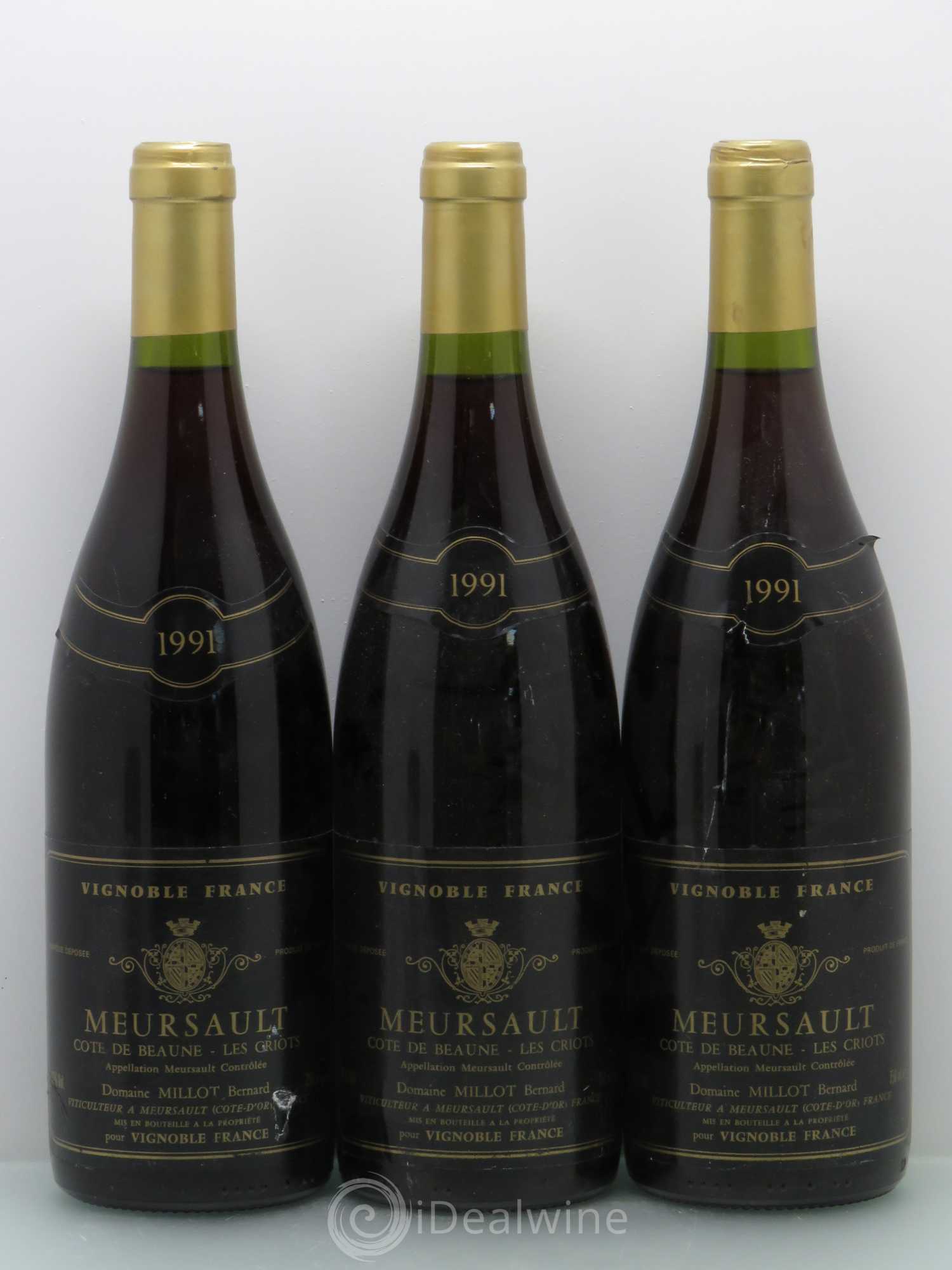 Meursault Les Criots - Ballot Millot 1991 - Posten von 3 Flaschen - 0