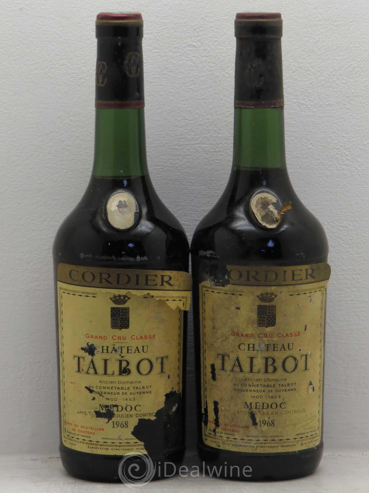 Château Talbot 4ème Grand Cru Classé 1968 - Lot de 2 bouteilles - 0