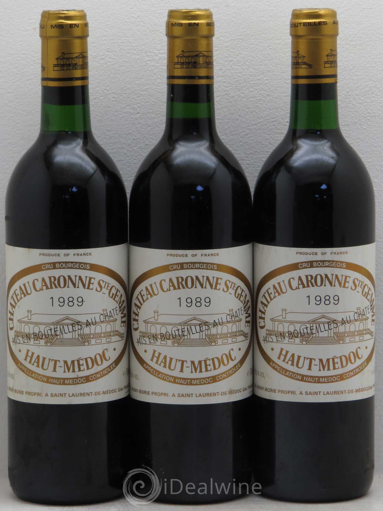 Château Caronne Sainte-Gemme Cru Bourgeois 1989 - Lot de 3 bouteilles - 0