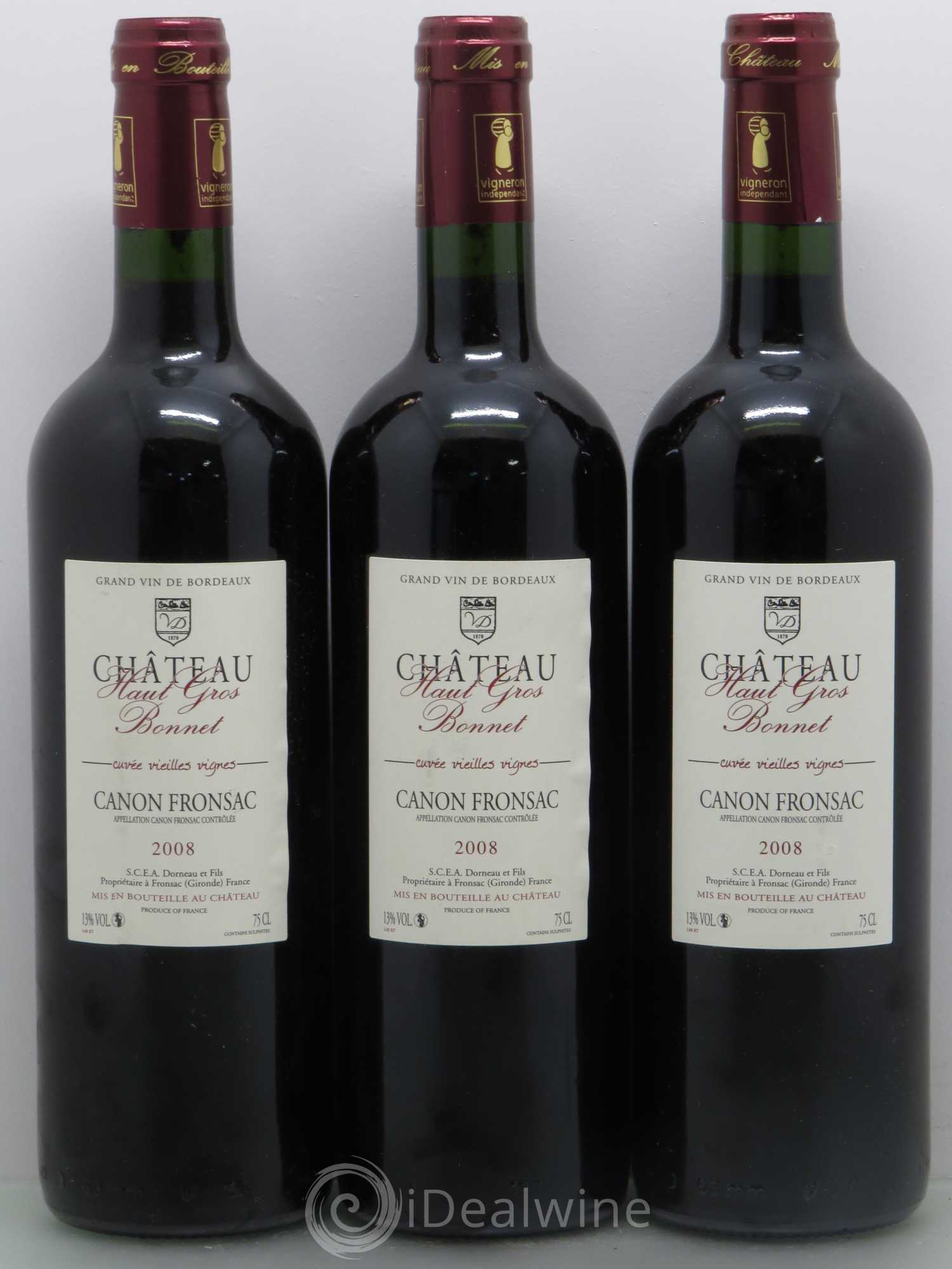 Canon-Fronsac Haut Gros Bonnet Vieilles Vignes 2008 - Posten von 6 Flaschen - 1