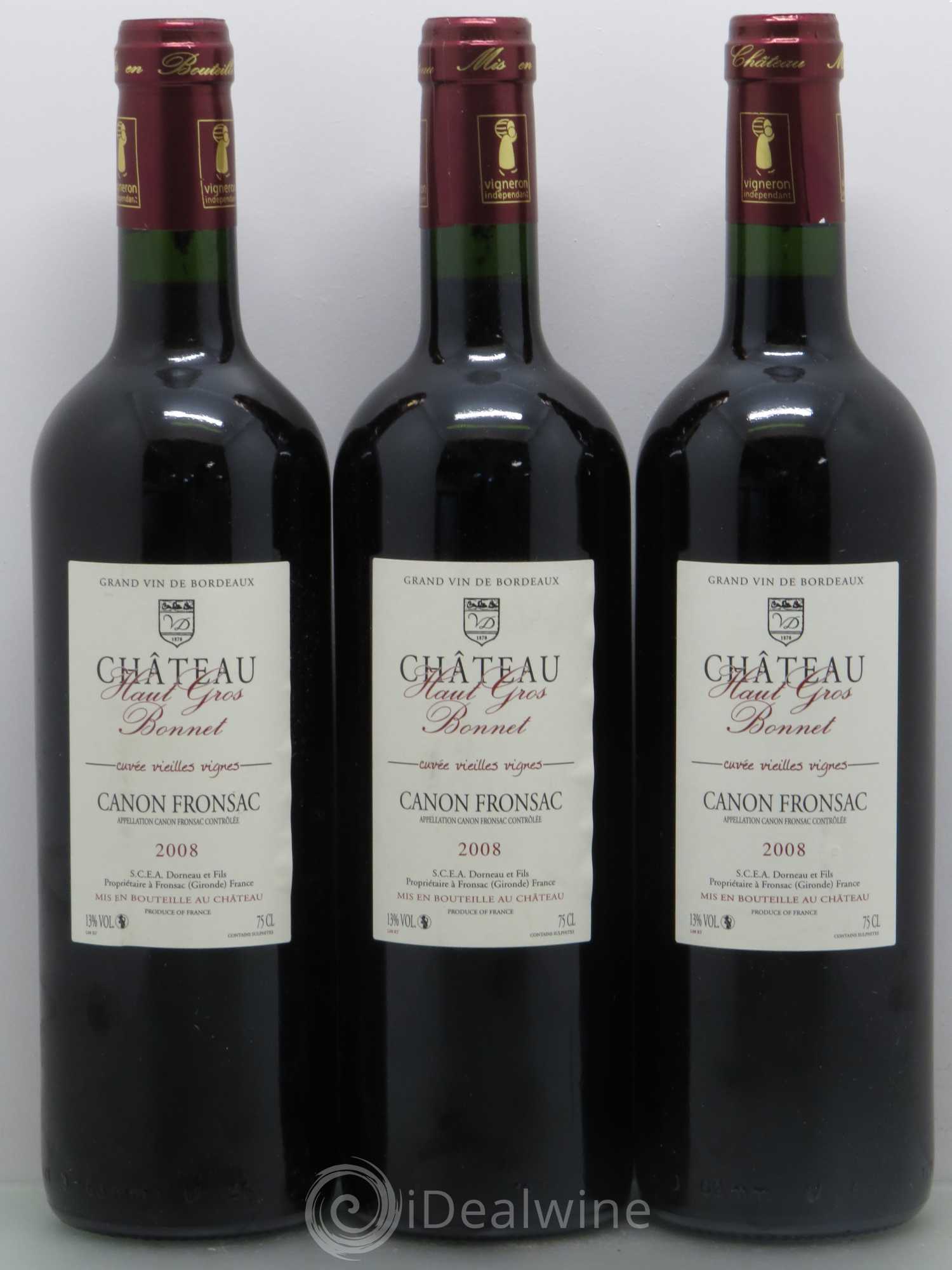 Canon-Fronsac Haut Gros Bonnet Vieilles Vignes 2008 - Posten von 6 Flaschen - 2