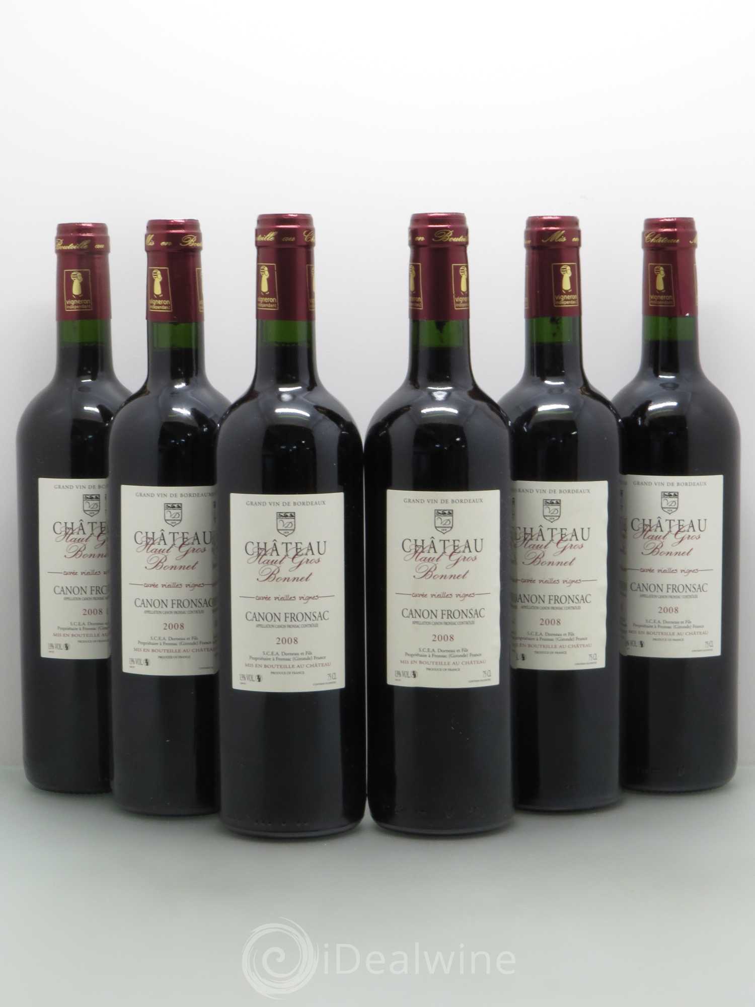 Canon-Fronsac Haut Gros Bonnet Vieilles Vignes 2008 - Posten von 6 Flaschen - 0