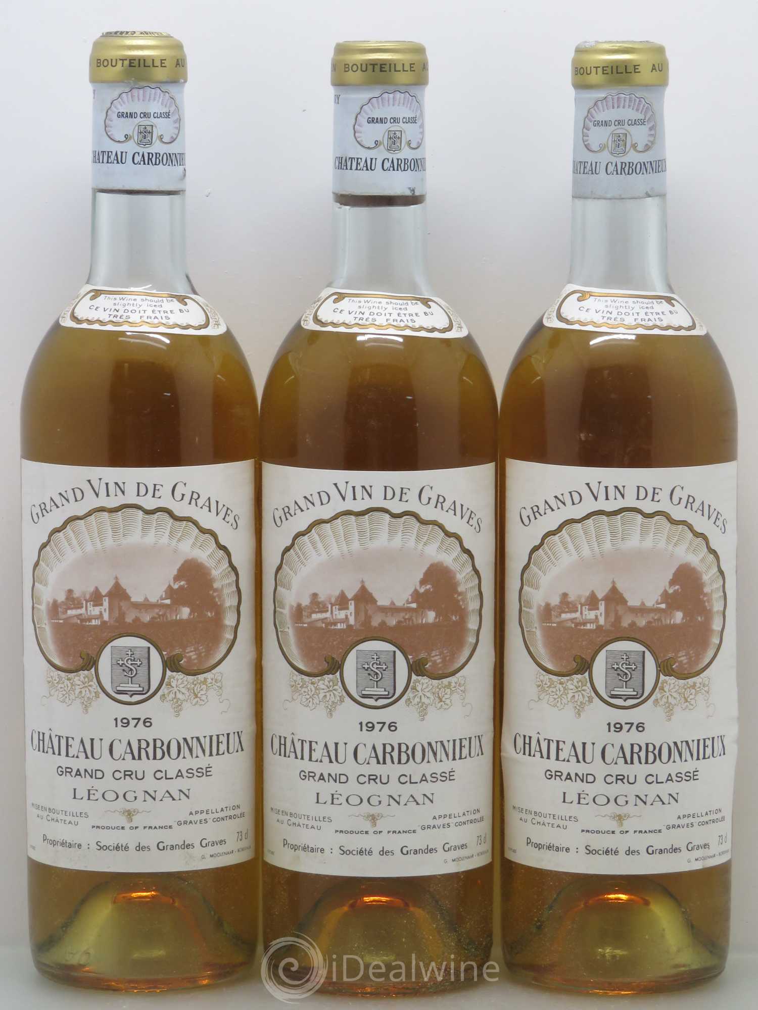 Château Carbonnieux Cru Classé de Graves 1976 - Lot de 3 bouteilles - 0