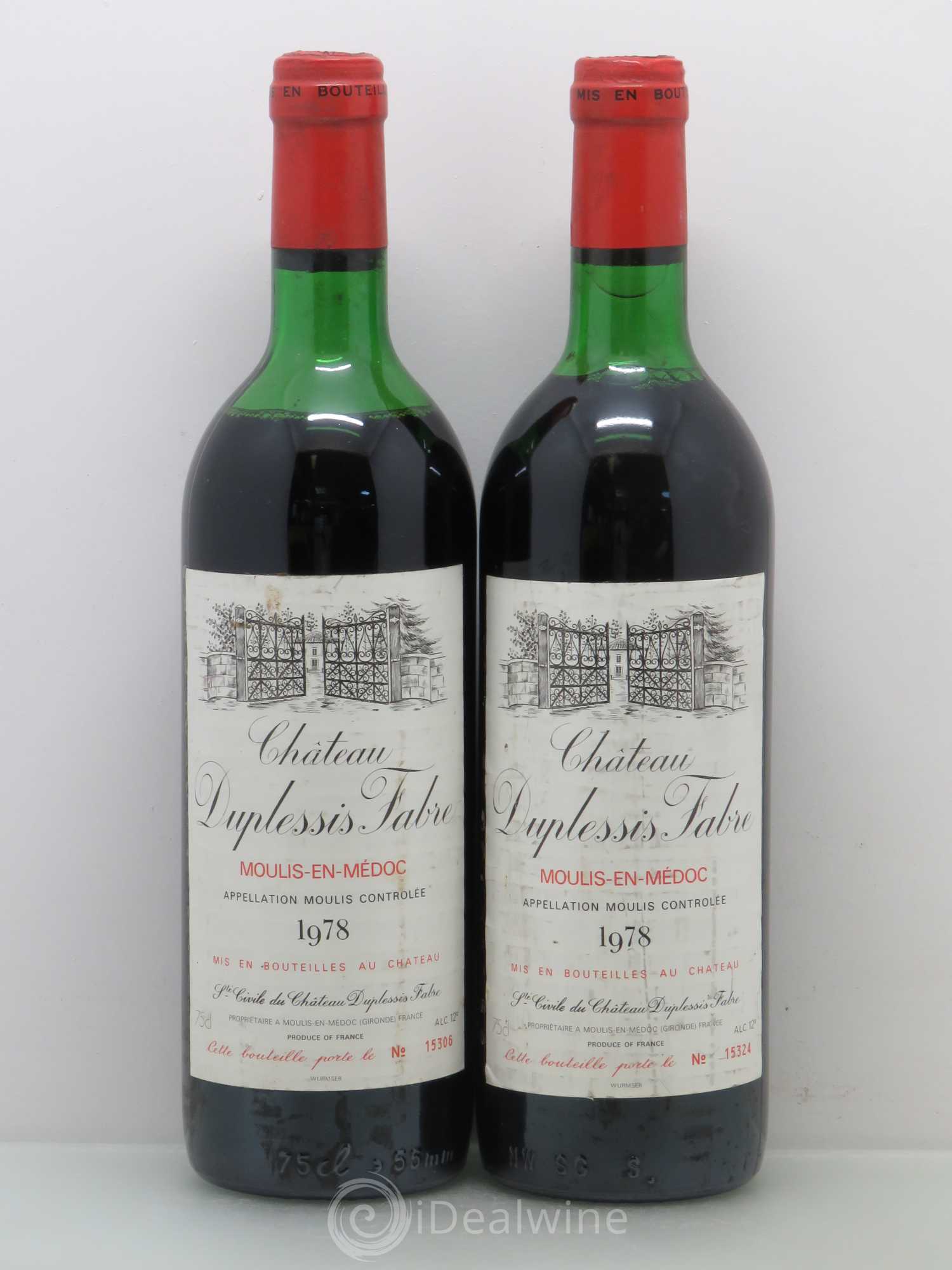 Château Duplessis Fabre Cru Bourgeois 1978 - Lot de 2 bouteilles - 0