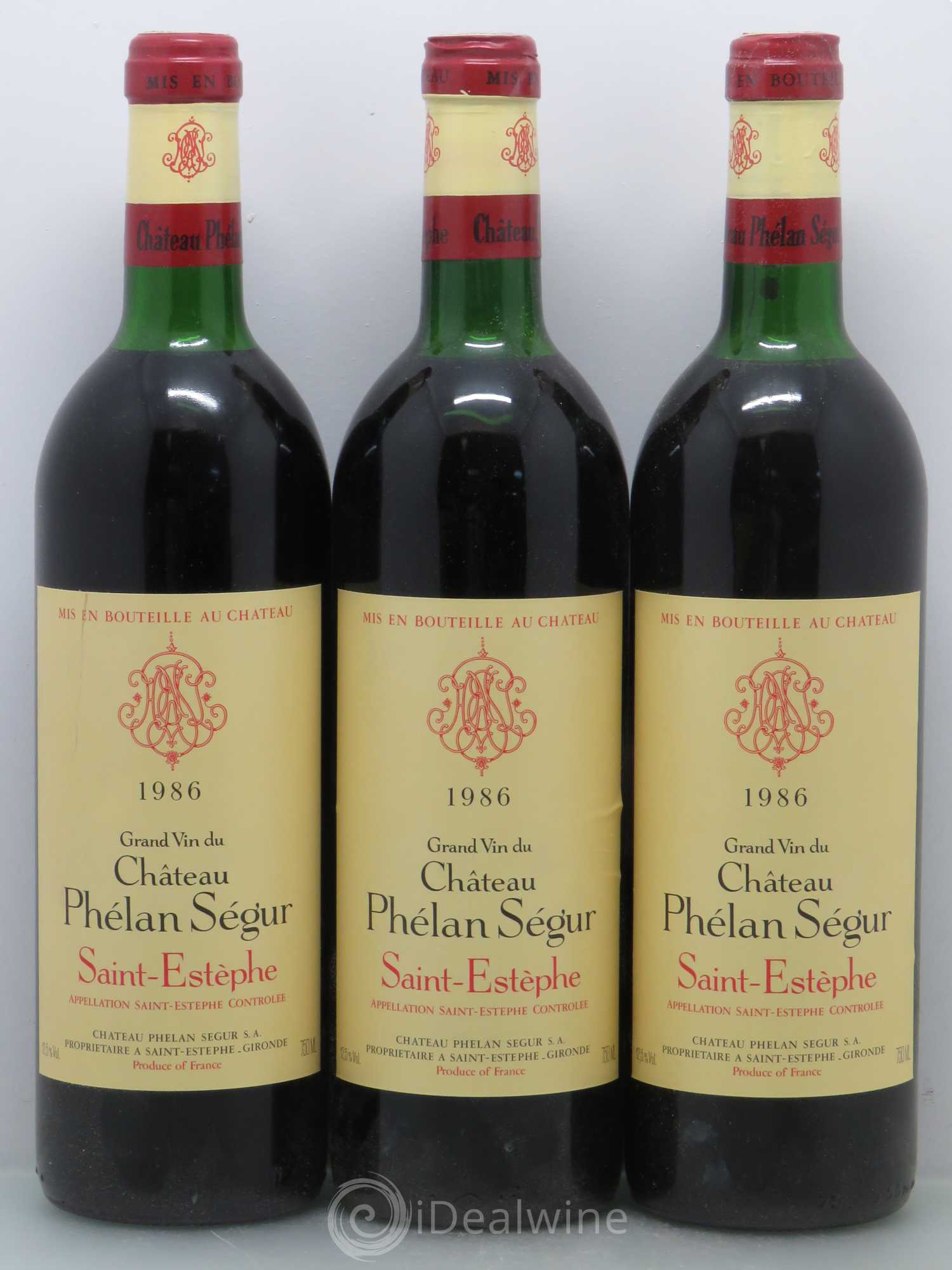 Château Phélan Ségur 1986 - Lot de 3 bouteilles - 0