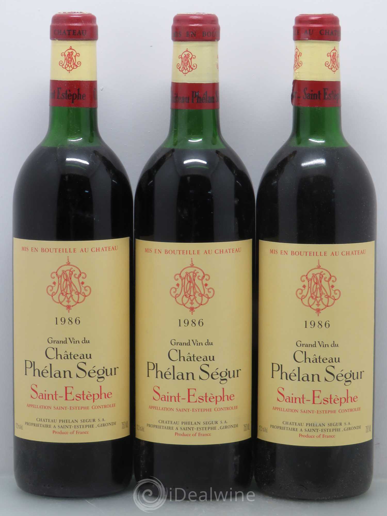 Château Phélan Ségur 1986 - Lot de 3 bouteilles - 0
