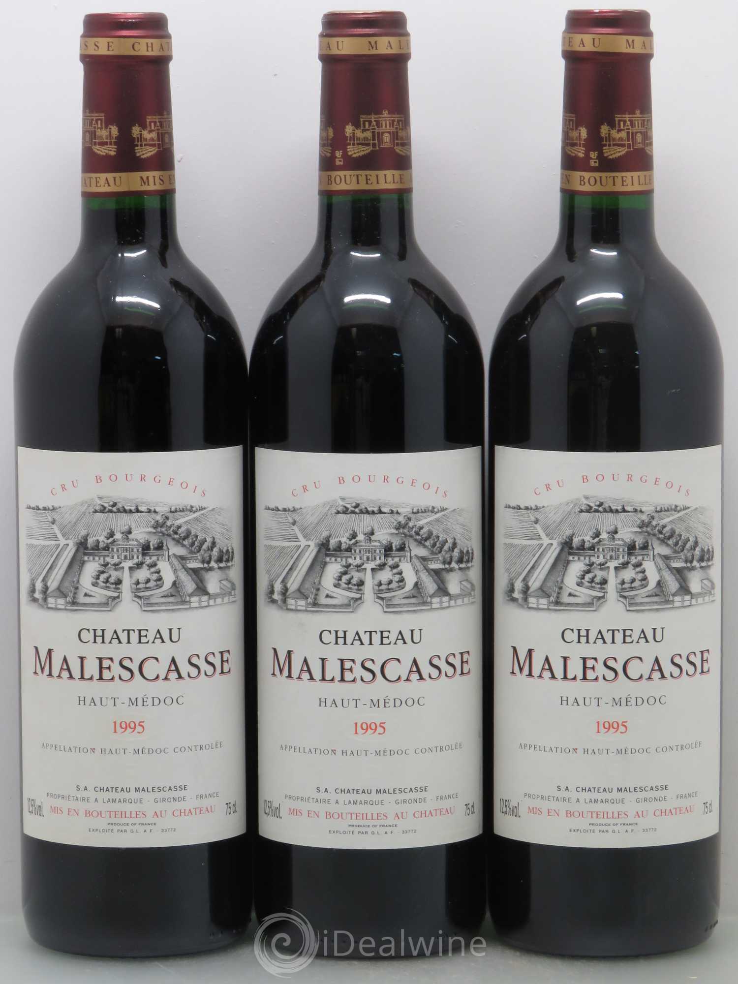 Château Malescasse Cru Bourgeois Exceptionnel 1995 - Lot de 3 bouteilles - 0