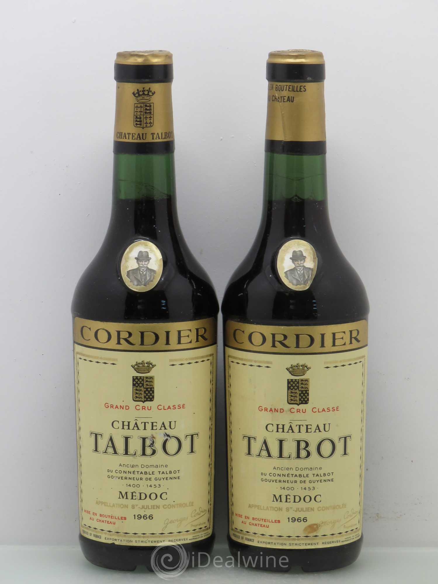 Château Talbot 4ème Grand Cru Classé 1966 - Lot de 2 demi bouteilles - 0