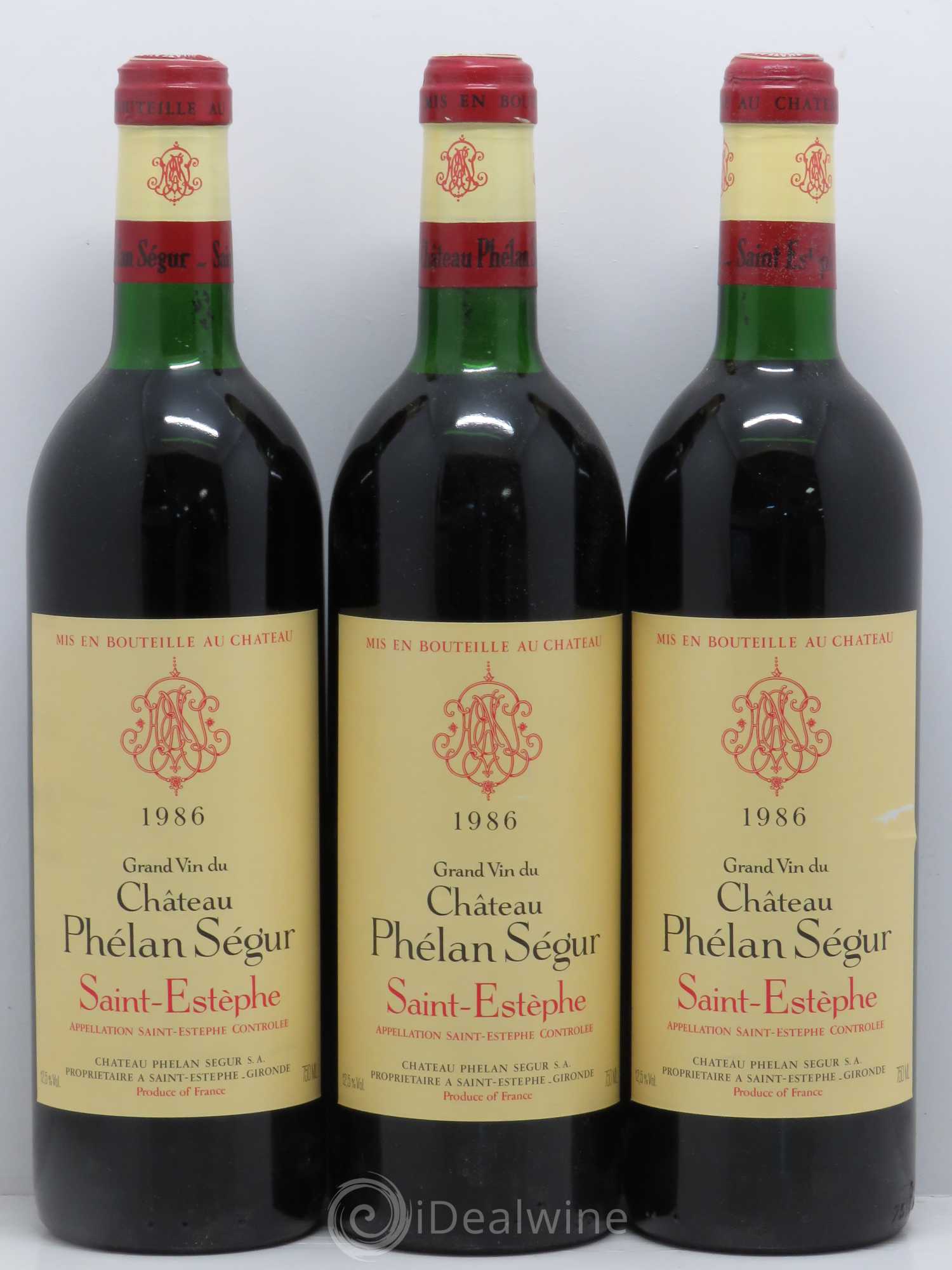 Château Phélan Ségur 1986 - Lot de 3 bouteilles - 0