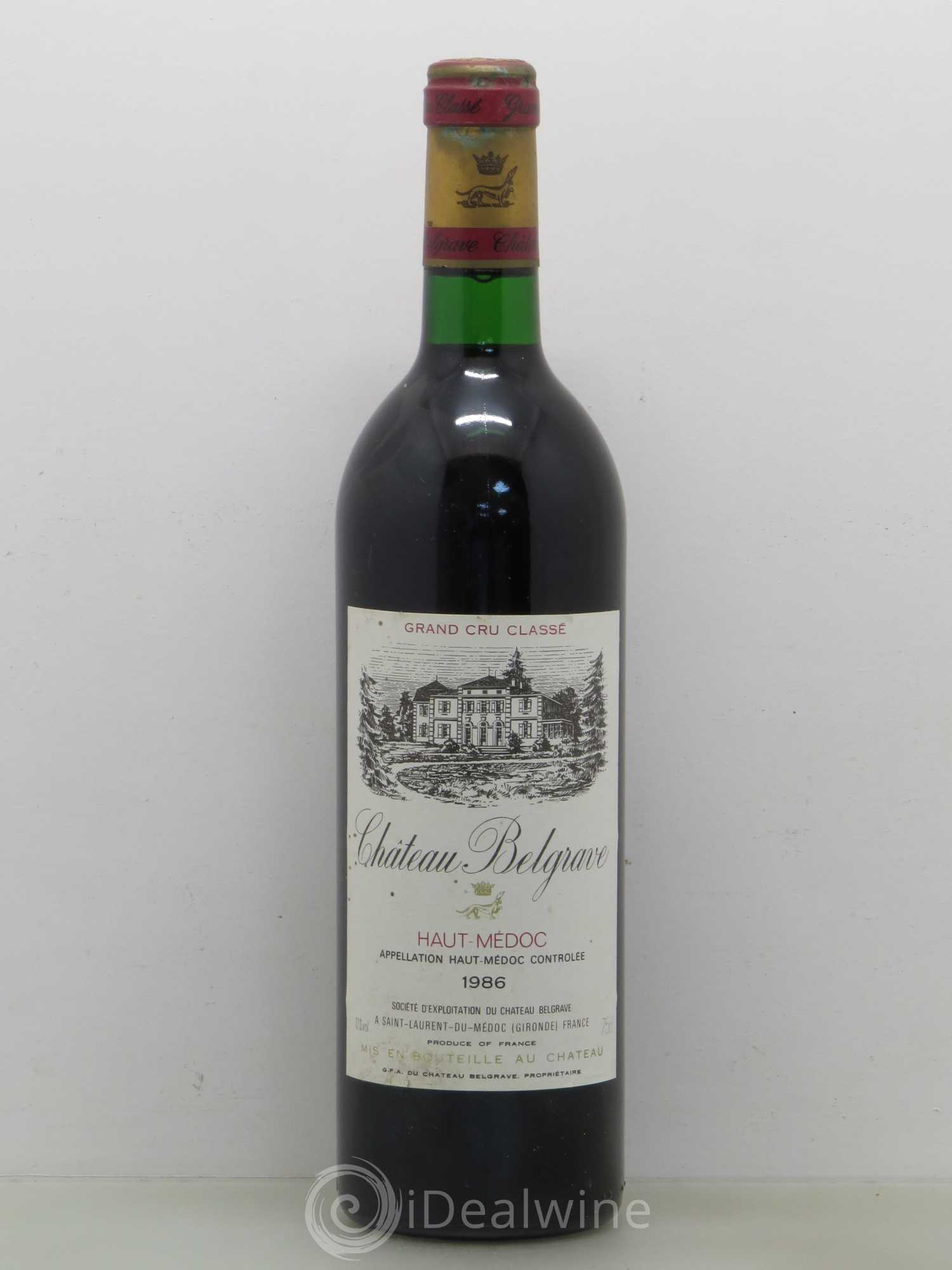 Château Belgrave 5ème Grand Cru Classé 1986 - Lot de 1 bouteille - 0