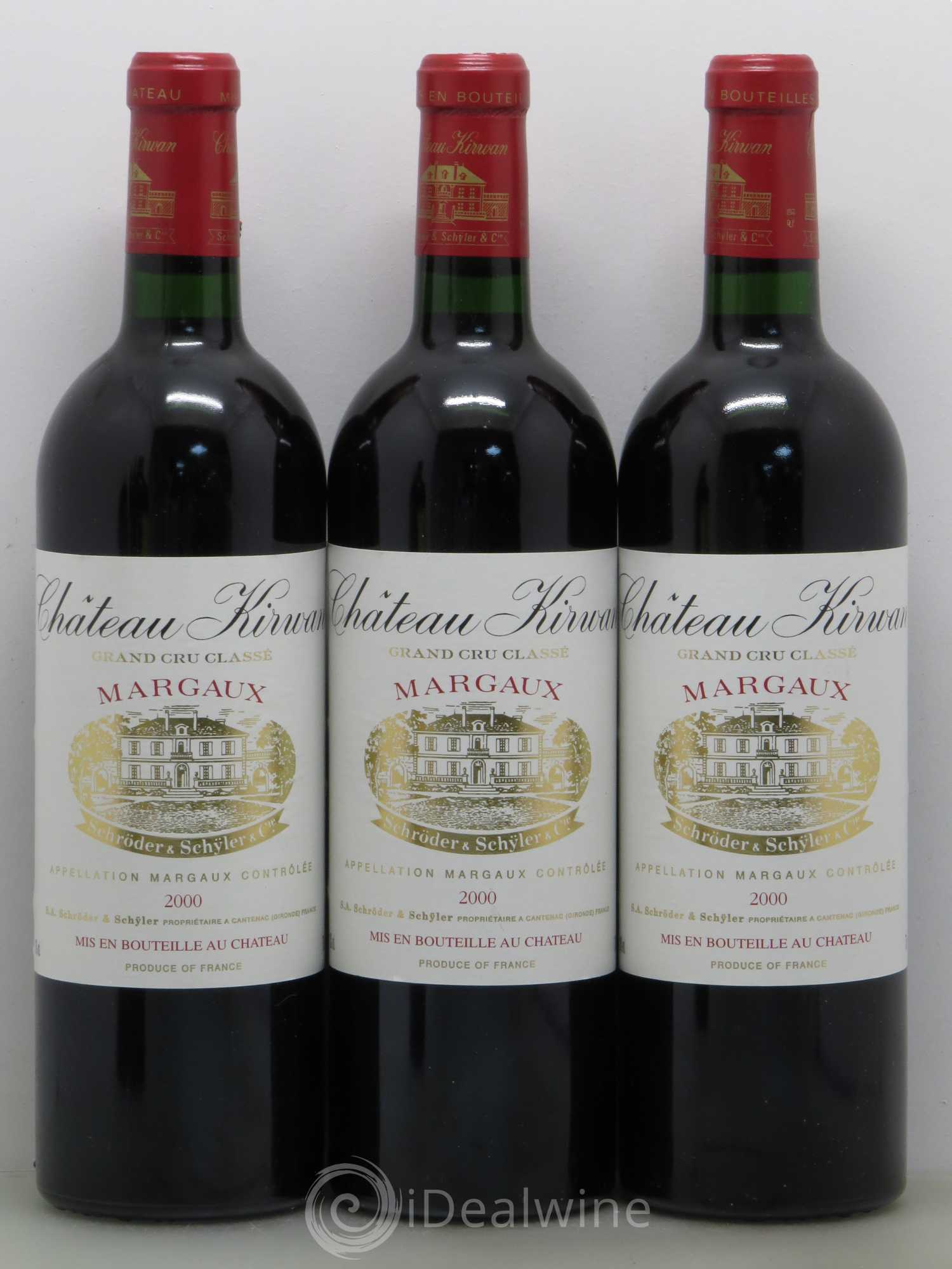 Château Kirwan 3ème Grand Cru Classé 2000 - Lot de 3 bouteilles - 0