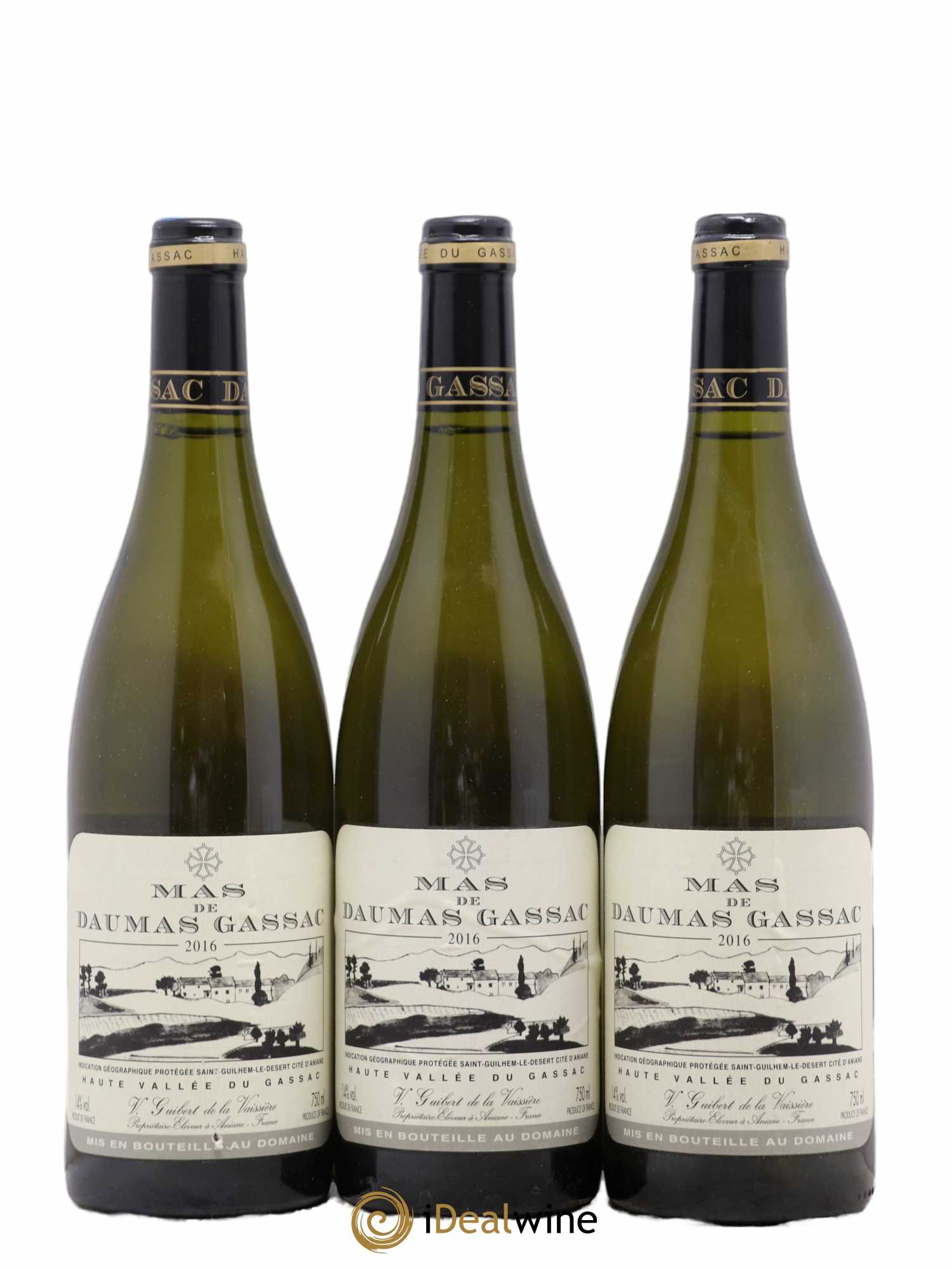 Saint-Guilhem-le-Désert - Cité d'Aniane Mas Daumas Gassac Famille Guibert de La Vaissière 2016 - Lot de 3 bouteilles - 0