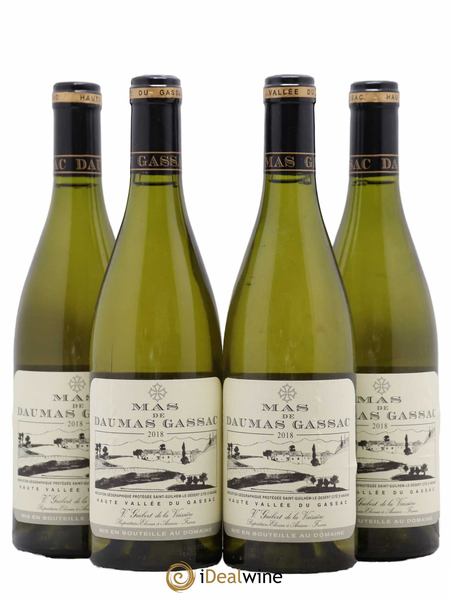 Saint-Guilhem-le-Désert - Cité d'Aniane Mas Daumas Gassac Famille Guibert de La Vaissière (sans prix de réserve) 2018 - Lot de 4 bouteilles - 0