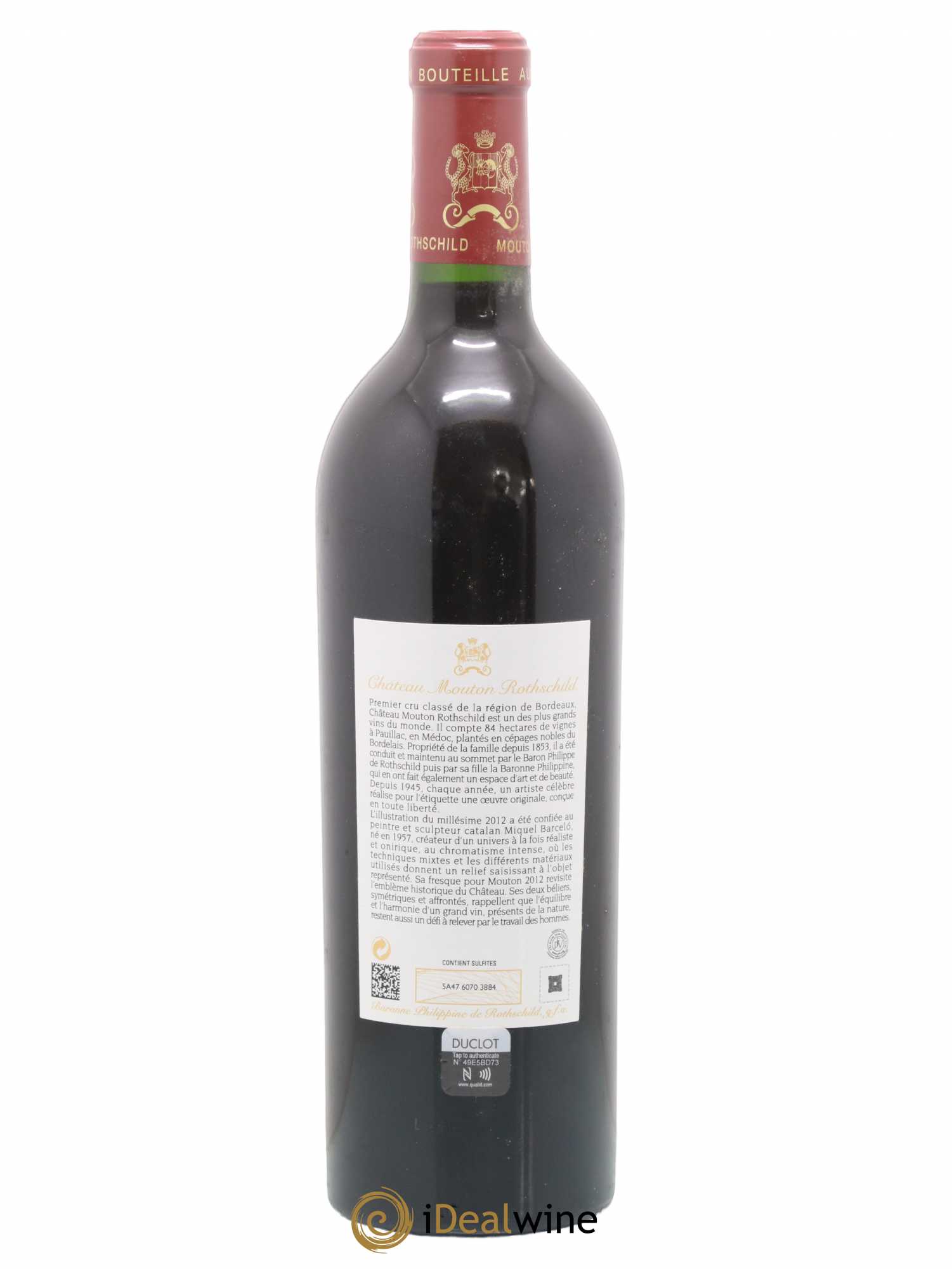 Château Mouton Rothschild 1er Grand Cru Classé 2012 - Lot de 1 bouteille - 1