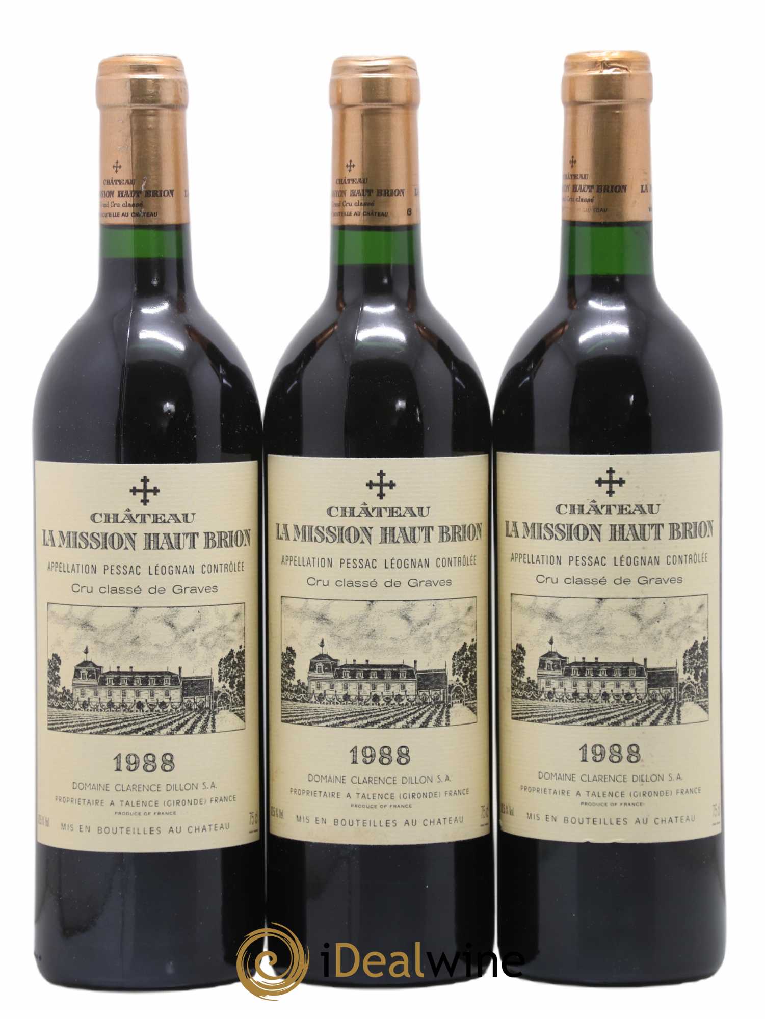Château la Mission Haut-Brion Cru Classé de Graves 1988 - Lot de 3 bouteilles - 0