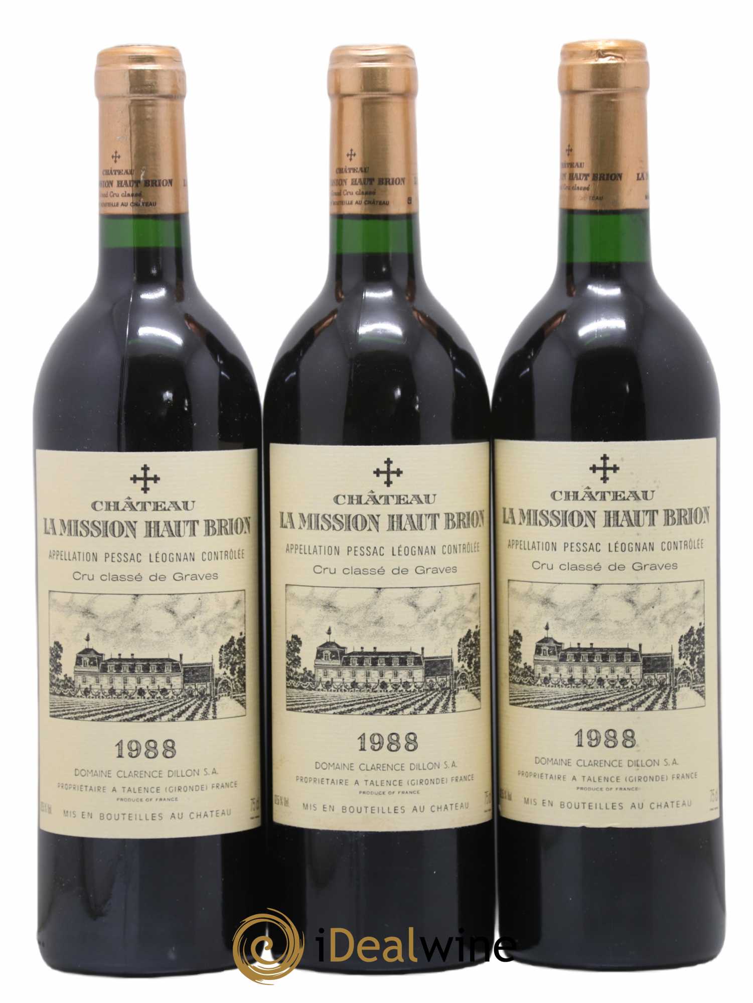 Château la Mission Haut-Brion Cru Classé de Graves 1988 - Lot de 3 bouteilles - 0