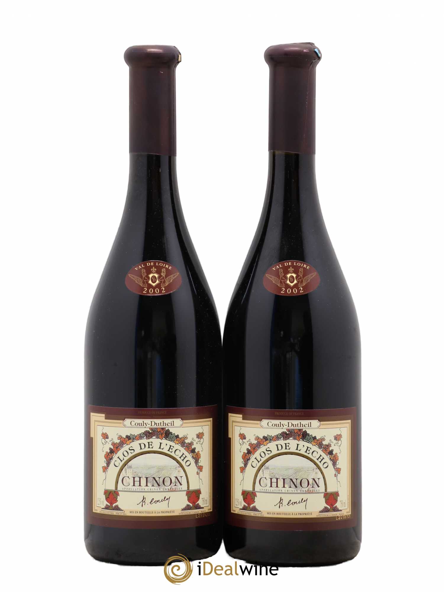 Chinon Clos de l'Echo Couly-Dutheil (sans prix de réserve) 2002 - Lot de 2 bouteilles - 0