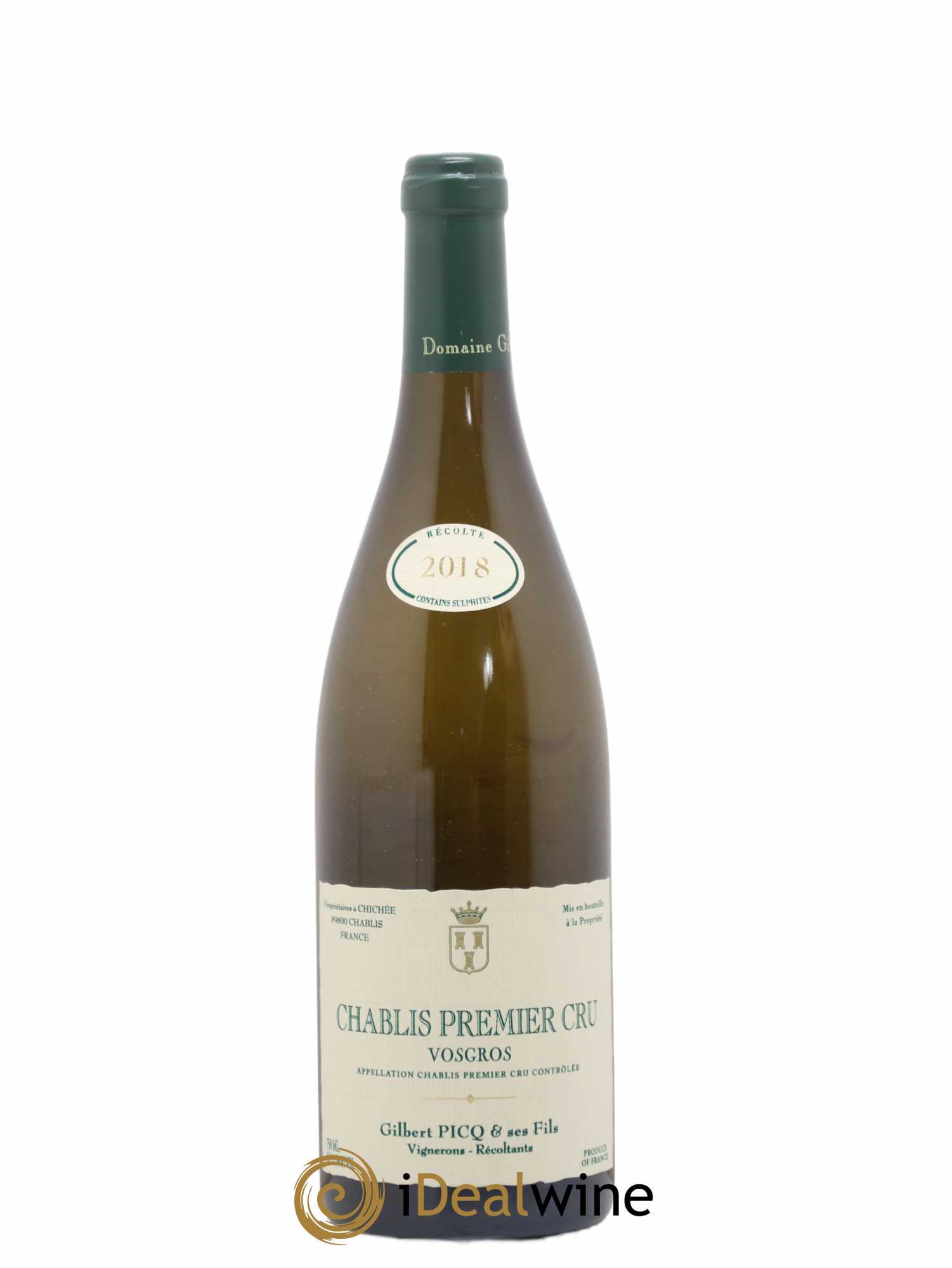 Chablis 1er Cru Vosgros Gilbert Picq et Fils (sans prix de réserve) 2018 - Lot de 1 bouteille - 0