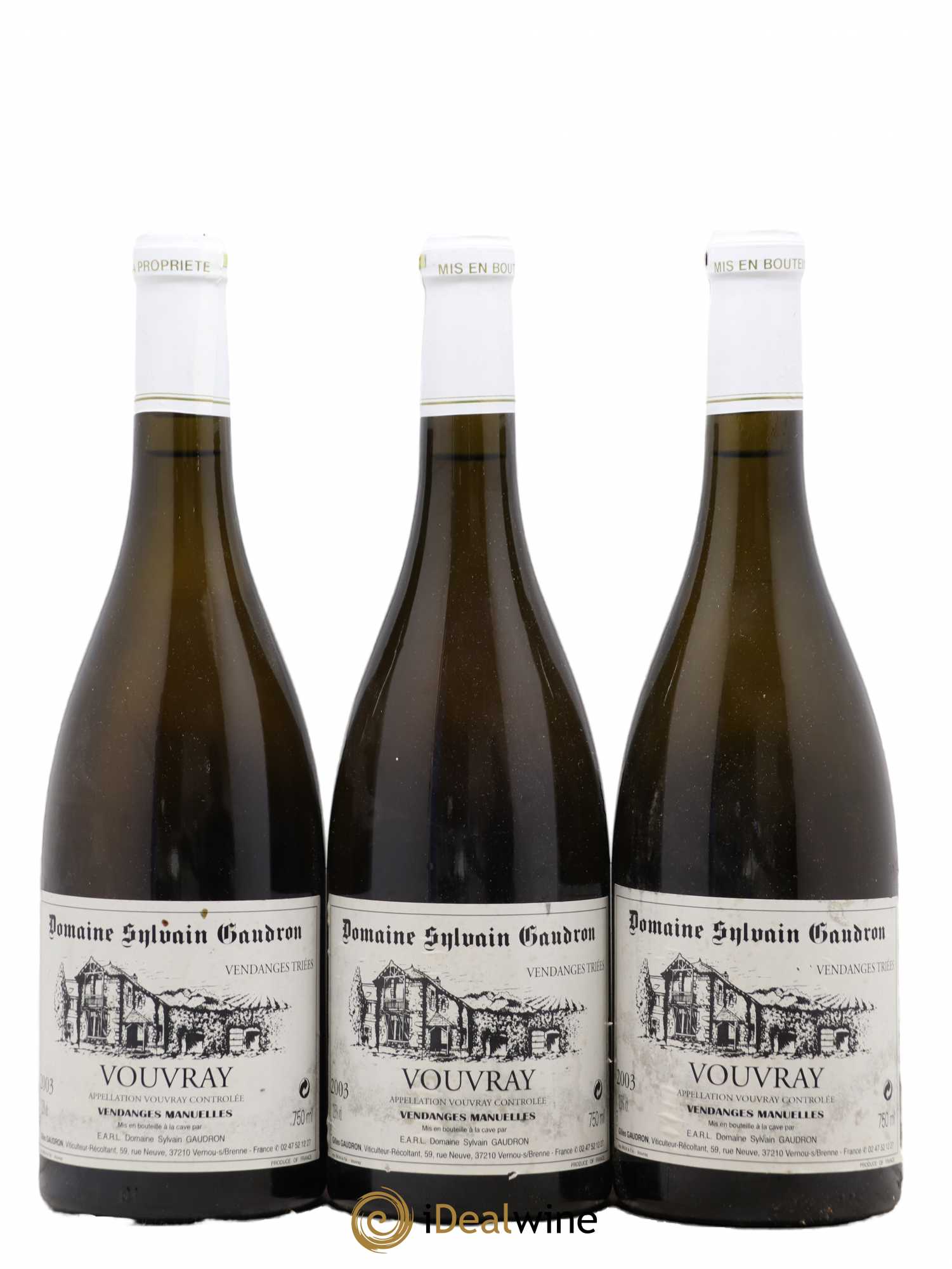 Vouvray Vendanges Triees Sylvain Gaudron (sans prix de réserve) 2003 - Posten von 3 Flaschen - 0