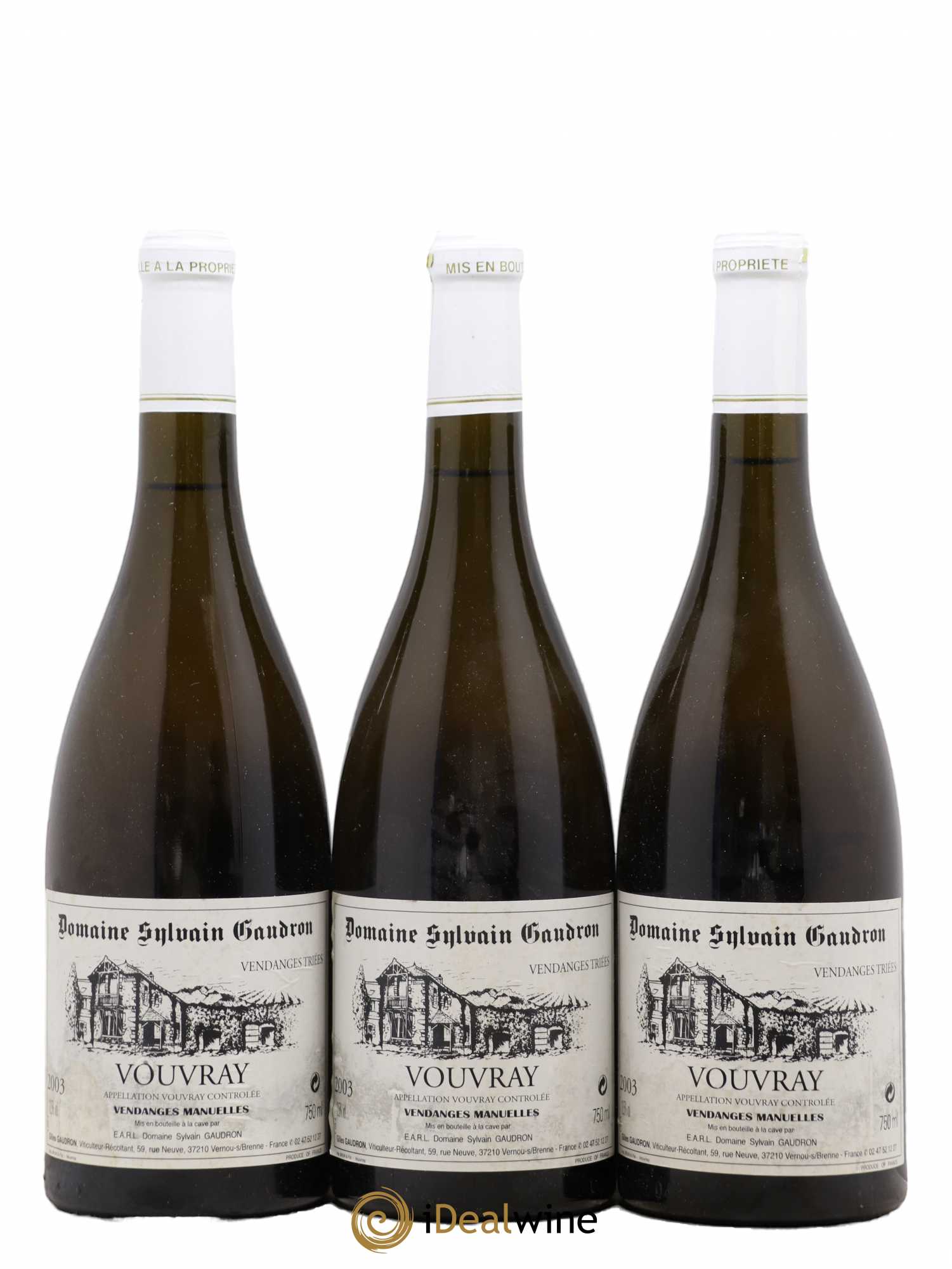 Vouvray Vendanges Triees Sylvain Gaudron (sans prix de réserve) (sans prix de réserve) 2003 - Posten von 3 Flaschen - 0