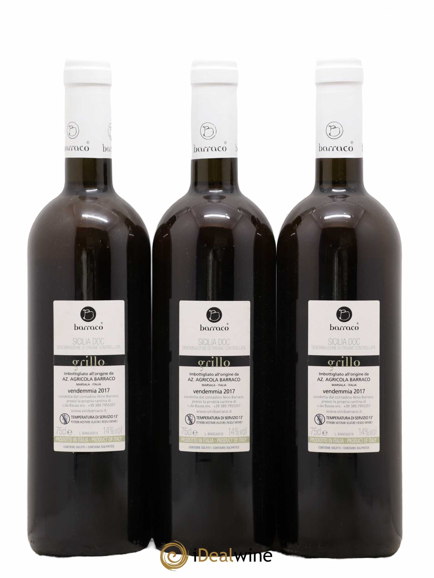 Italie Terre Siciliane Nino Barraco Grillo (sans prix de réserve) 2017 - Posten von 3 Flaschen - 1