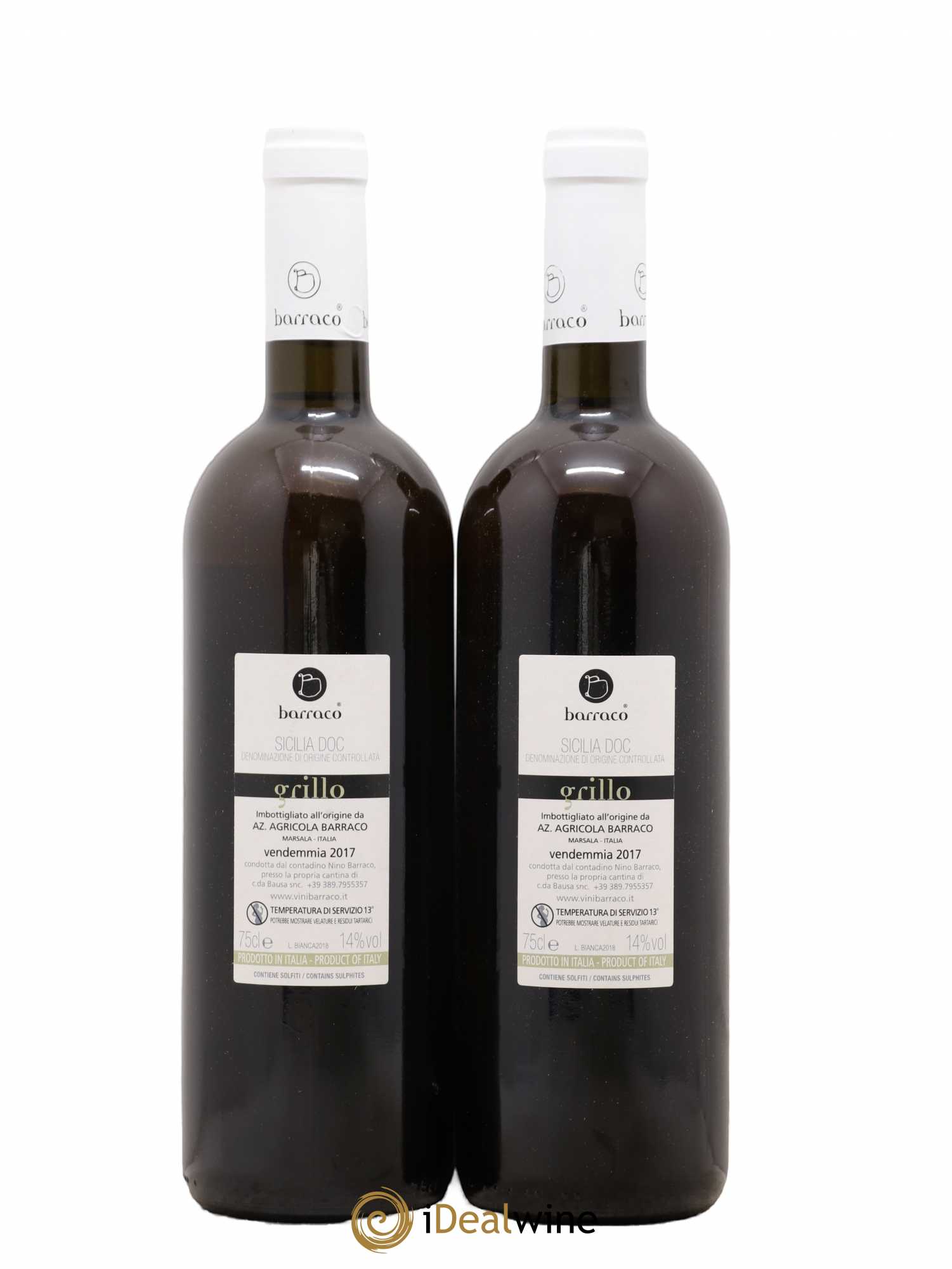 Italie Terre Siciliane Nino Barraco Grillo (sans prix de réserve) 2017 - Posten von 2 Flaschen - 1