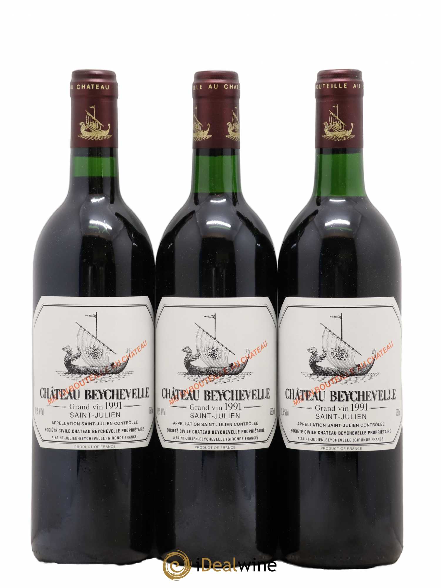 Château Beychevelle 4ème Grand Cru Classé 1991 - Lot de 3 bouteilles - 0