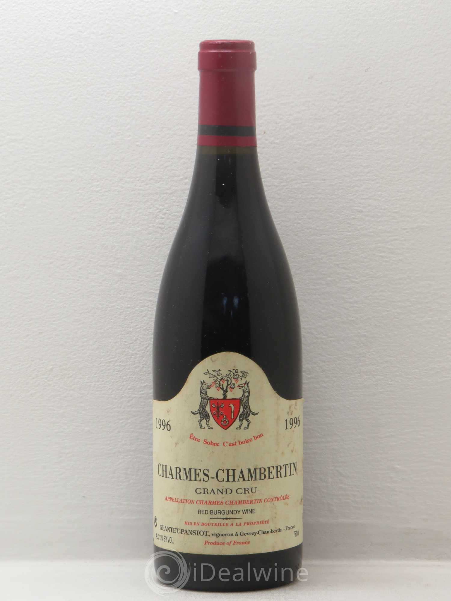 Charmes-Chambertin Grand Cru Geantet-Pansiot 1996 - Lot de 1 bouteille - 0