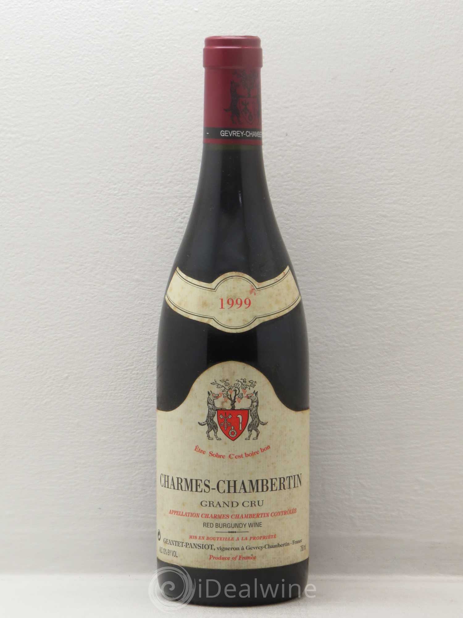 Charmes-Chambertin Grand Cru Geantet-Pansiot 1999 - Lot de 1 bouteille - 0