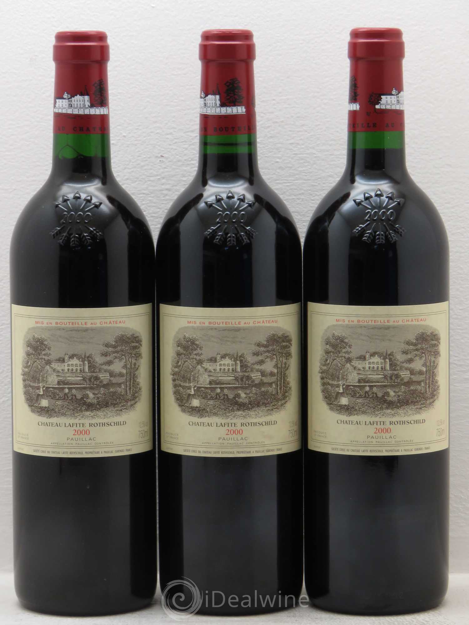 Château Lafite Rothschild 1er Grand Cru Classé 2000 - Lot de 3 bouteilles - 0