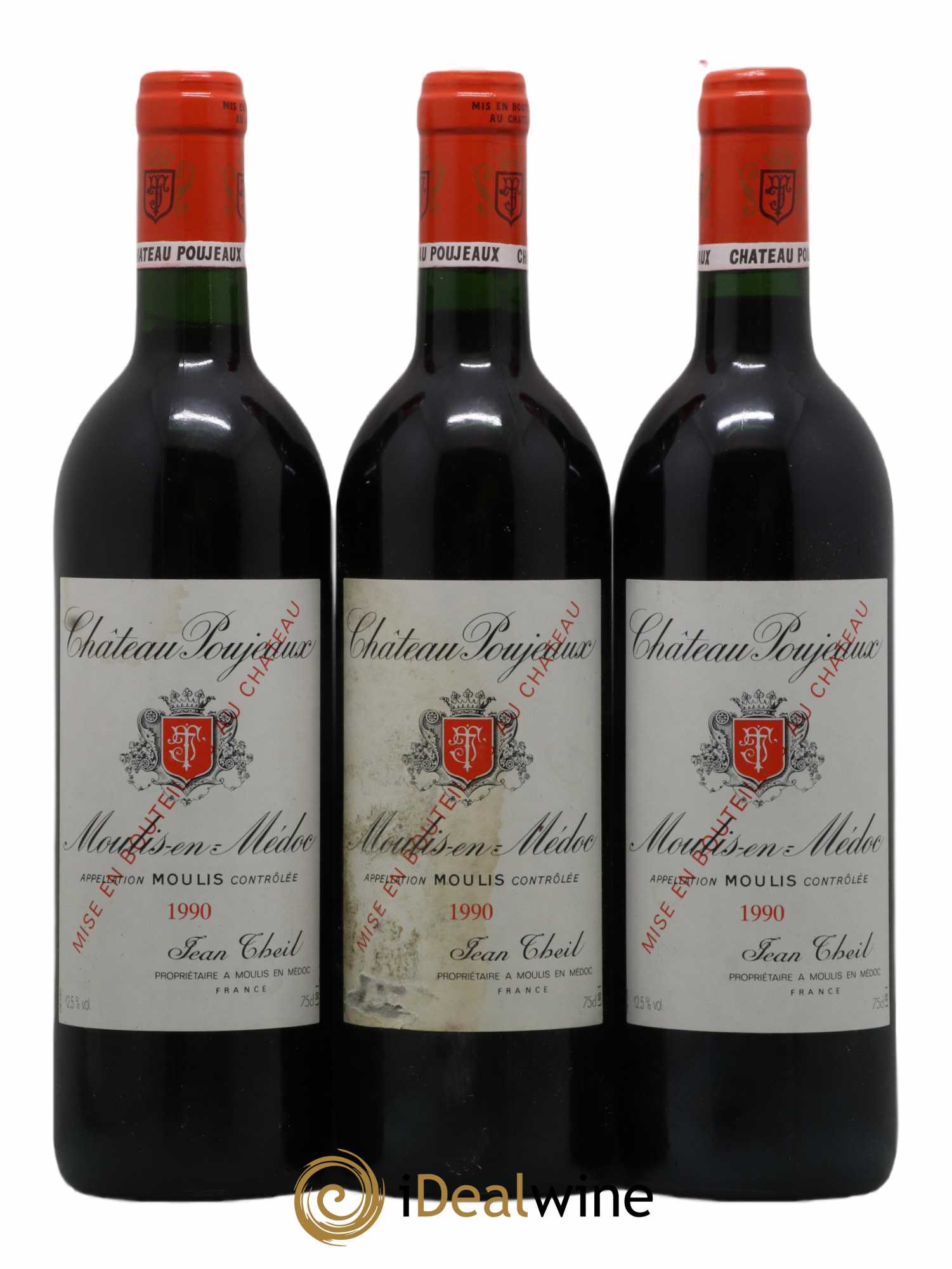 Château Poujeaux 1990 - Lot de 3 bouteilles - 0