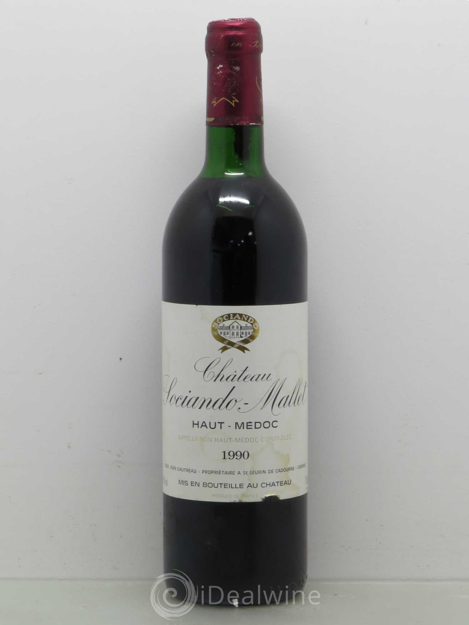 Château Sociando Mallet 1990 - Lot de 1 bouteille - 0