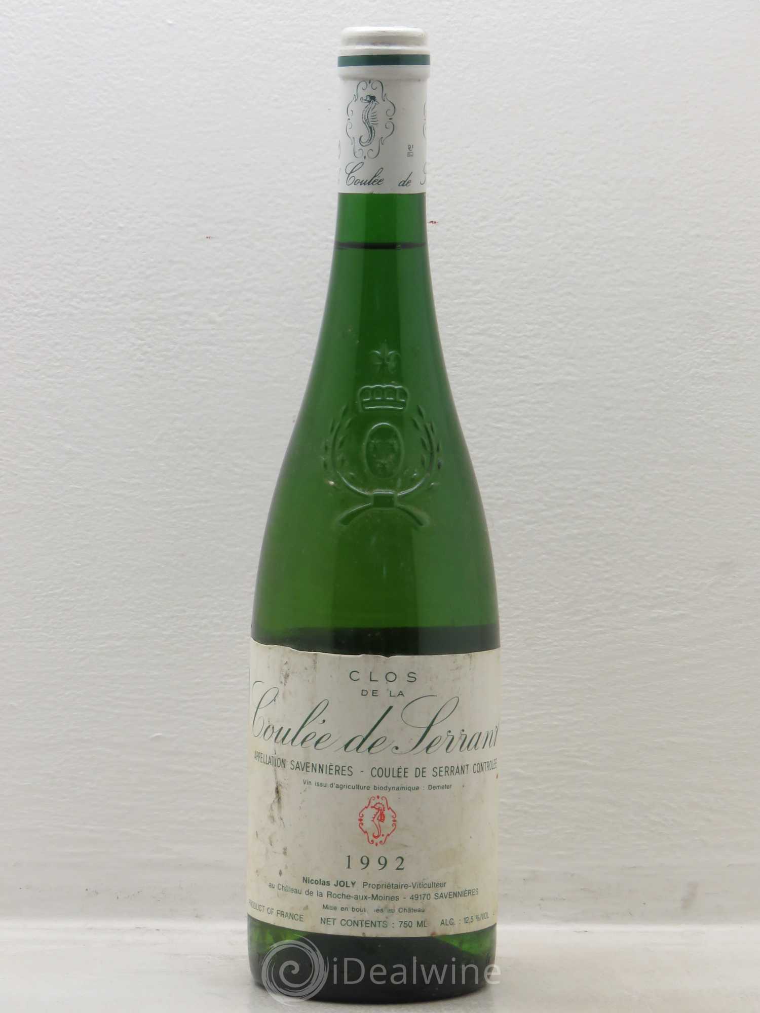 Savennières Clos de la Coulée de Serrant Vignobles de la Coulée de Serrant - Nicolas Joly 1992 - Lot de 1 bouteille - 0
