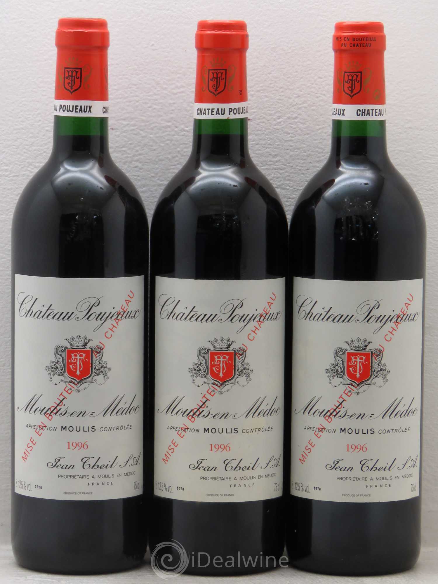 Château Poujeaux 1996 - Lot de 3 bouteilles - 0