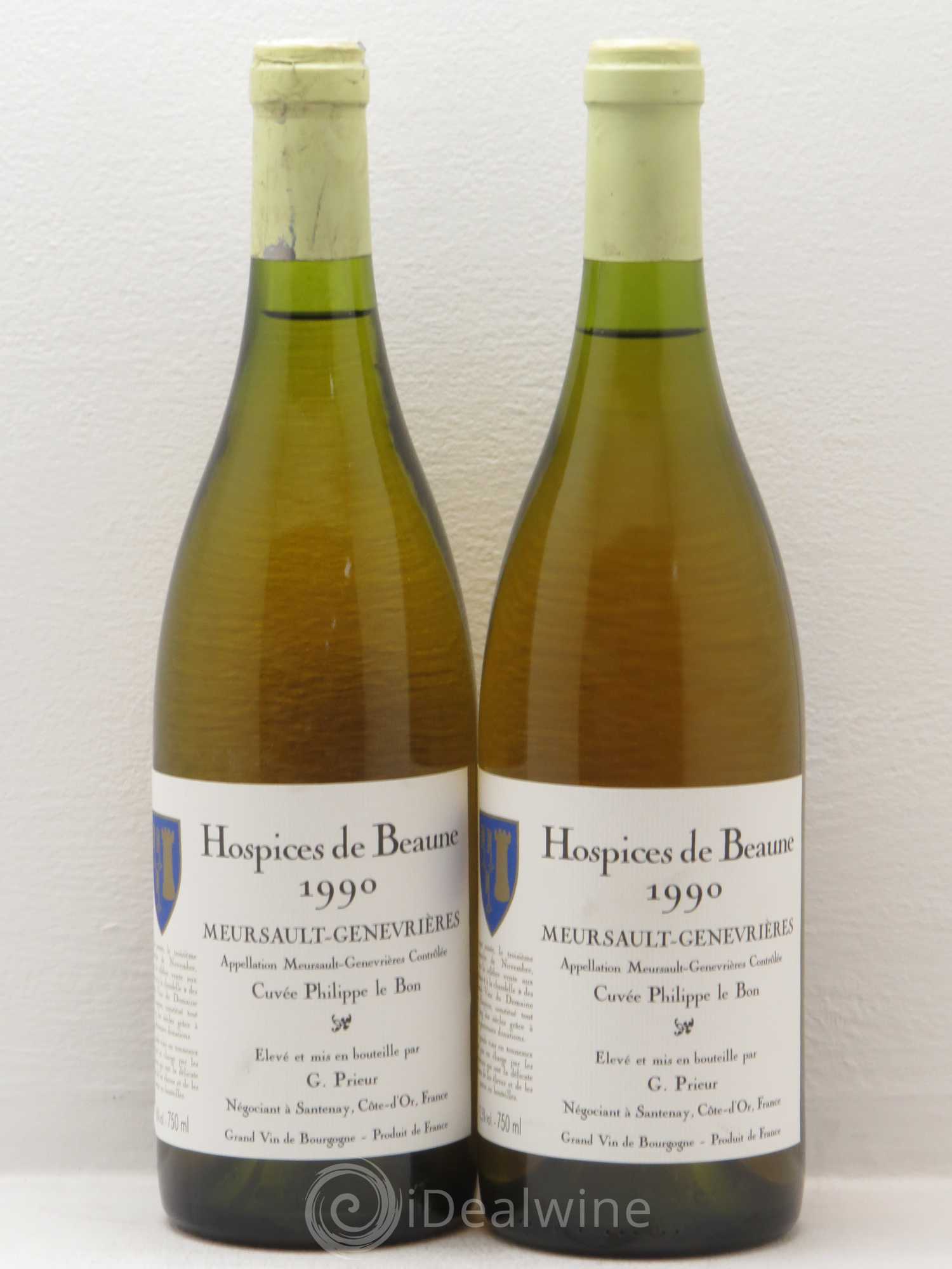 Meursault 1er Cru Cuvée Philippe Le Bon Hospices de Beaune G Prieur 1990 - Posten von 2 Flaschen - 0