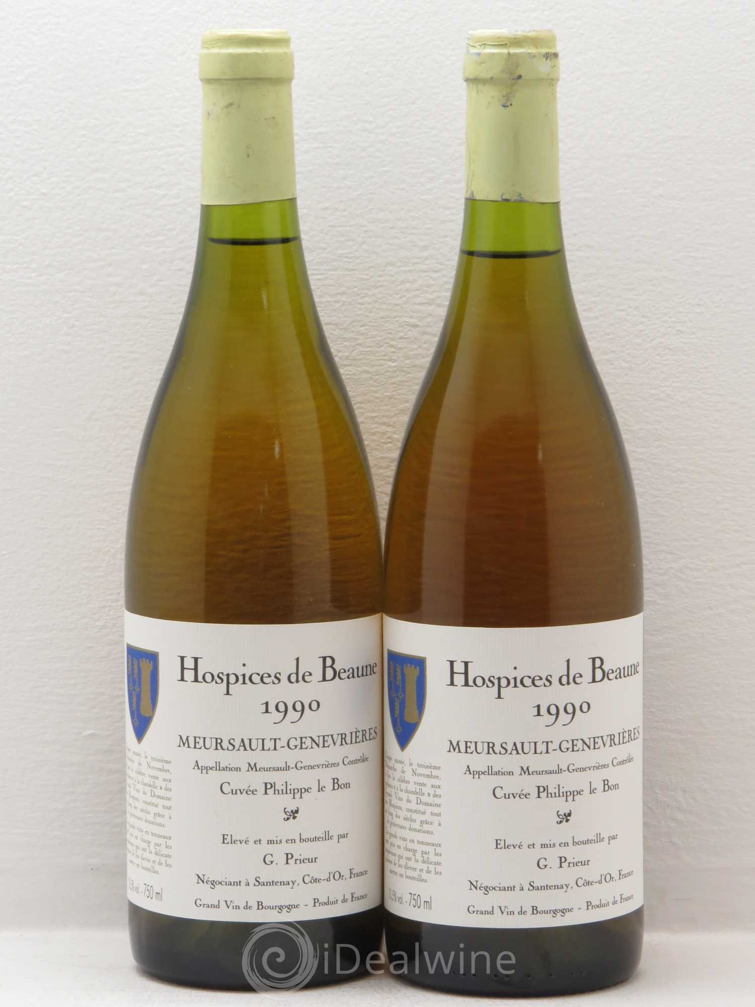 Meursault 1er Cru Cuvée Philippe Le Bon Hospices de Beaune G Prieur 1990 - Posten von 2 Flaschen - 0