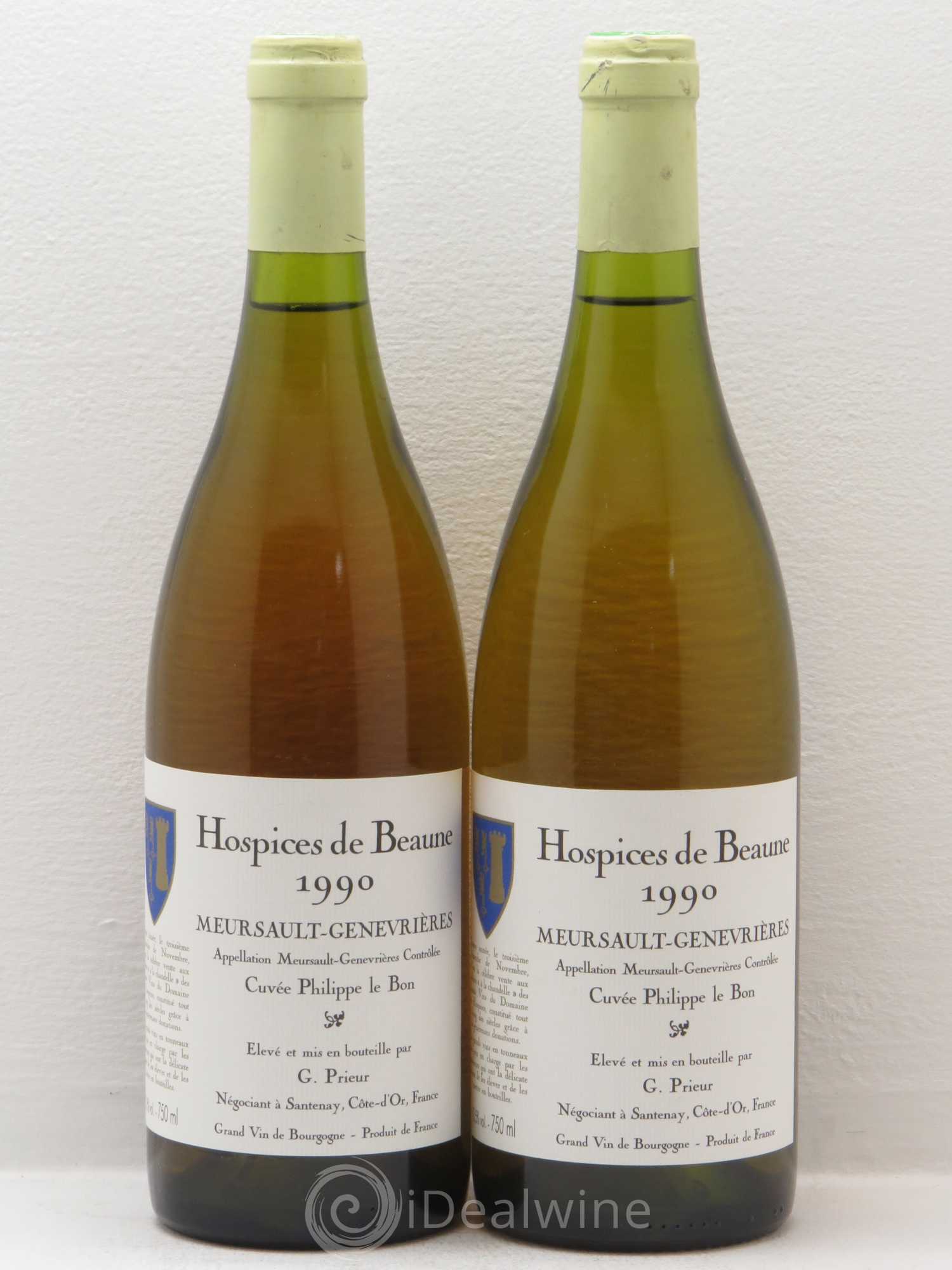 Meursault 1er Cru Cuvée Philippe Le Bon Hospices de Beaune G Prieur 1990 - Posten von 2 Flaschen - 0
