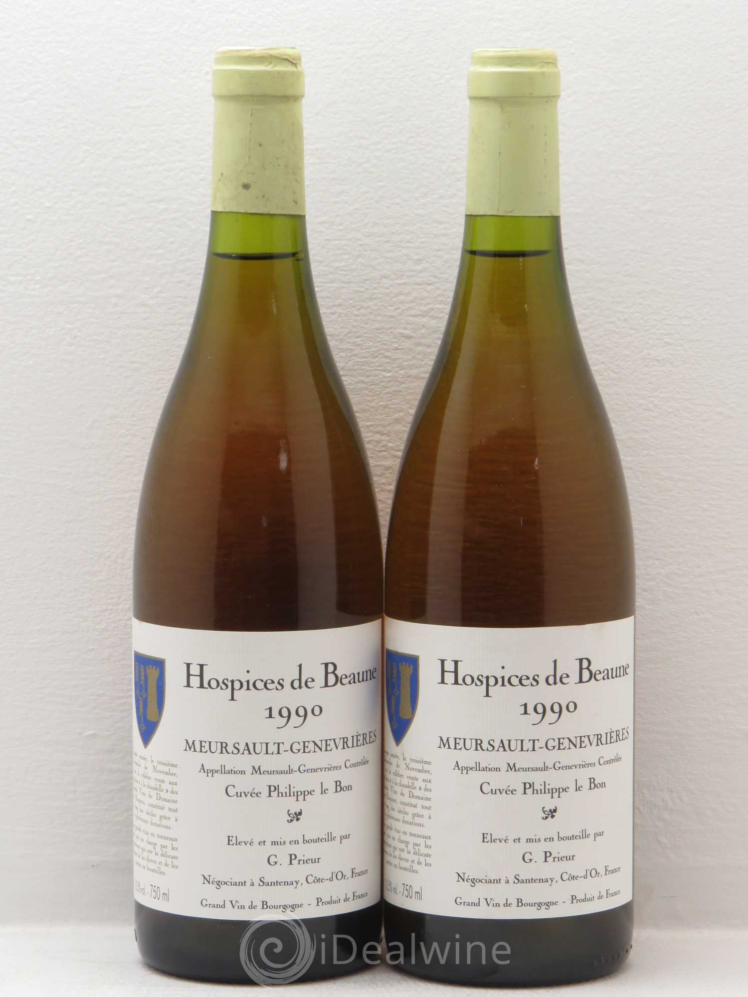 Meursault 1er Cru Cuvée Philippe Le Bon Hospices de Beaune G Prieur 1990 - Posten von 2 Flaschen - 0
